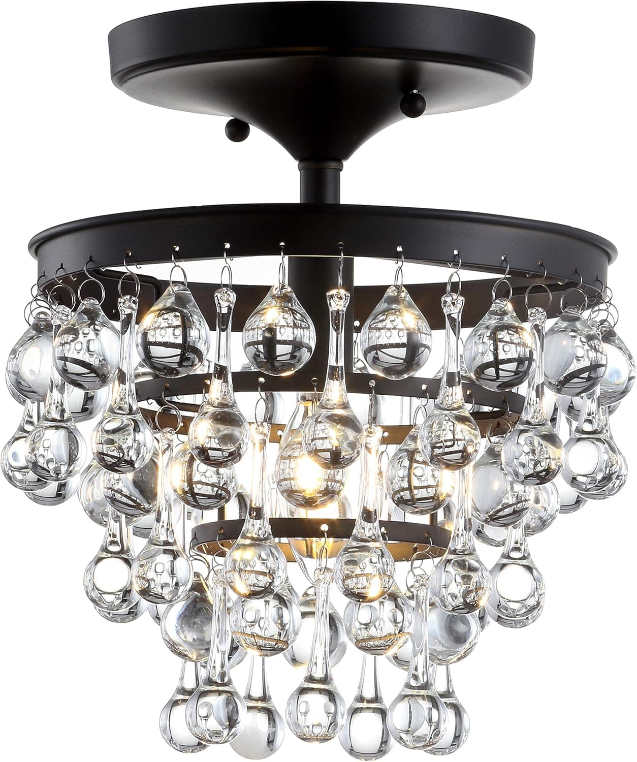 JONATHAN Y JYL9028A Toronto 10" Metal/Crystal LED Flush Mount Contemporary,Transitional Dimmable, 2700K Cozy Warm Light, for Kitchen,Hallway,Bathroom,Stairwell, OilRubbedBronze