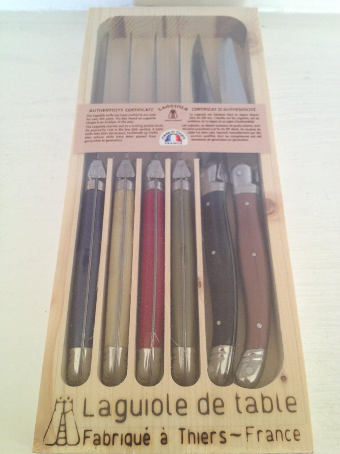 Jean Dubost Laguiole 6-Piece Steak Knives - Red