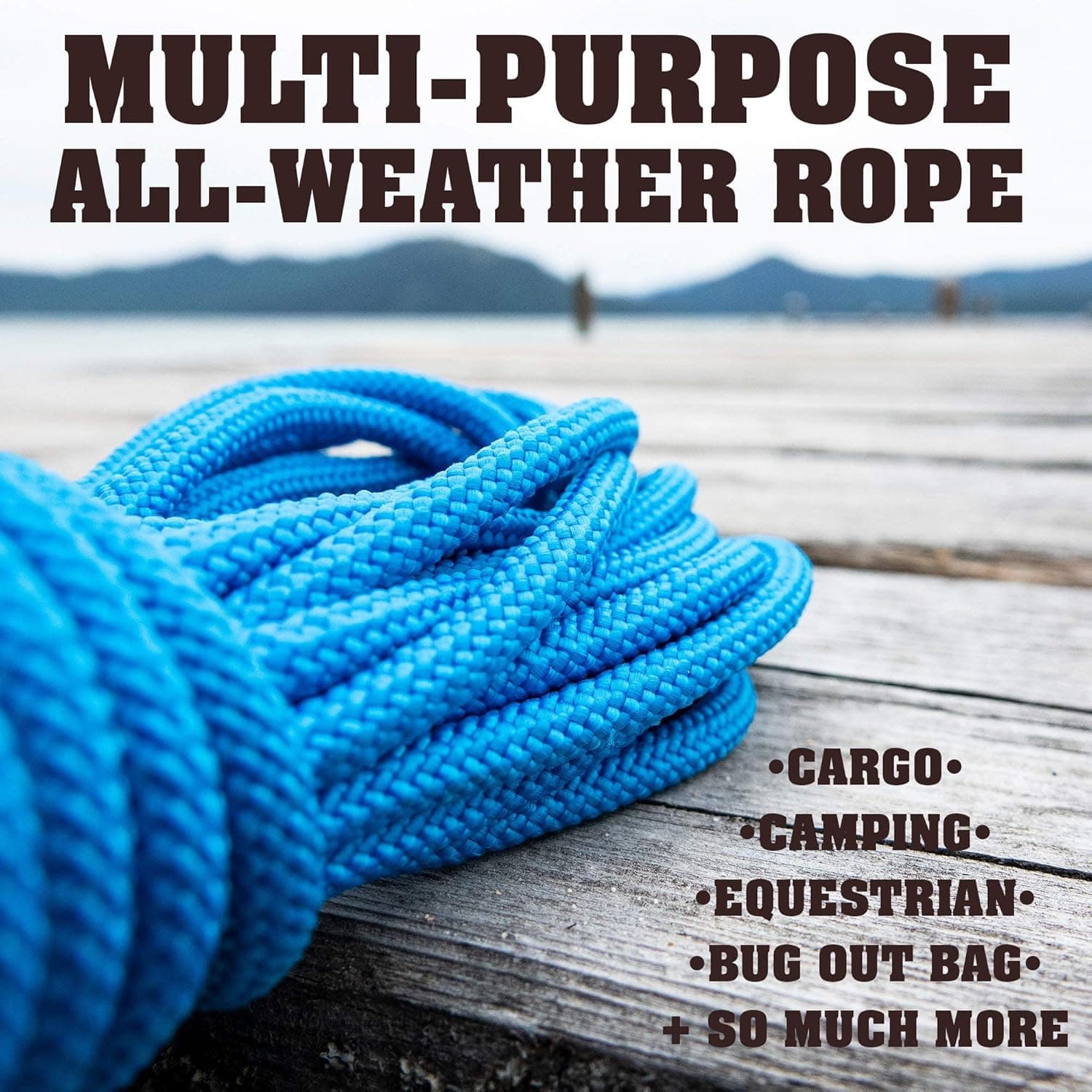 Nylon Rope Utility Rope (1/4 inch) - SGT KNOTS - Polypropylene Sheath - Moisture Resistant - for Crafts, Cargo, Tie-Downs, Marine, Camping, Swings (100 ft - Navy Blue)
