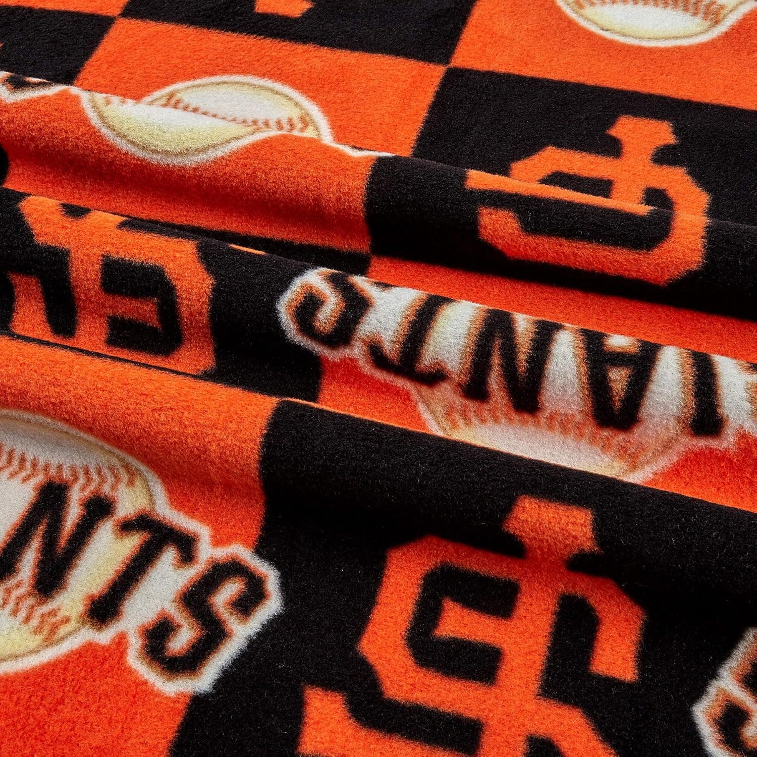 Fabric Traditions MLB Fleece San Francisco Giants Blocks Orange/Black Fabric By The Yard