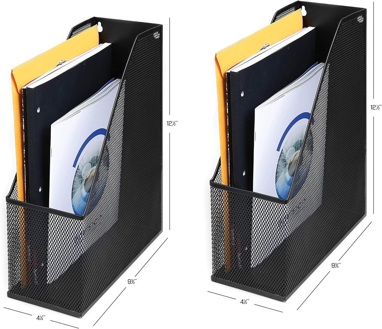 YBM HOME Mesh Steel Deluxe Magazine Rack, Extra Wide Magazine File Holder 2259-2 (2, Black)