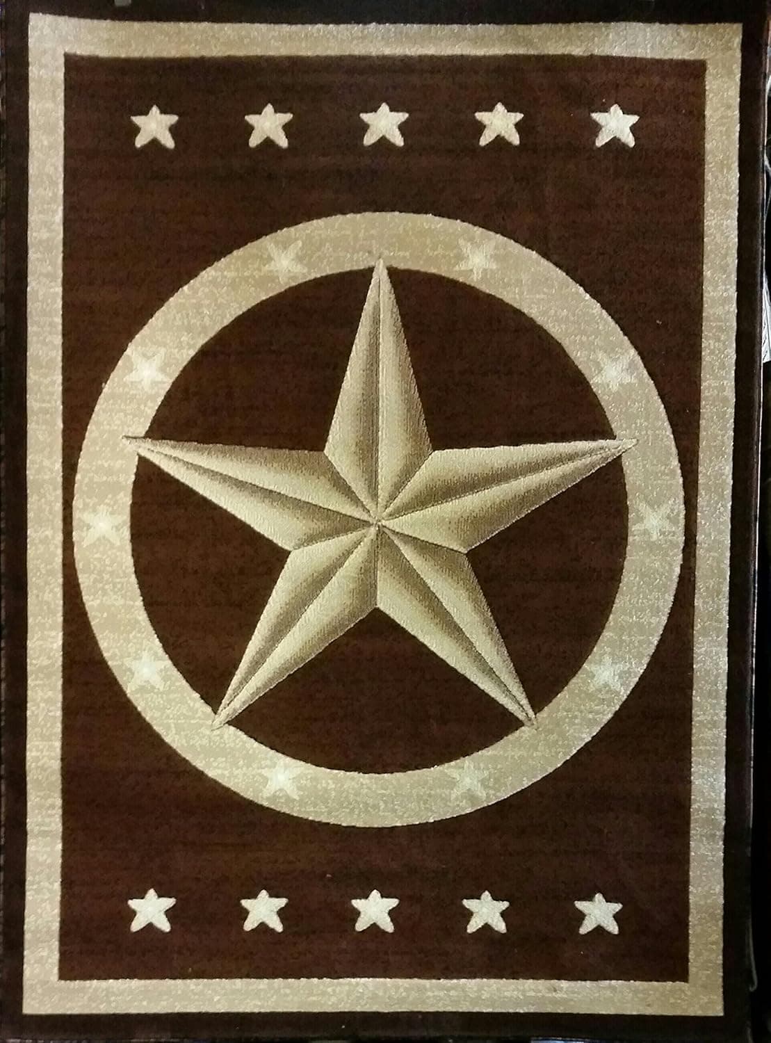 Americana Texas Star Area Rug Lone Star Dark Brown Design 5457 (5 Feet 2 Inch X 7 Feet 3 Inch)
