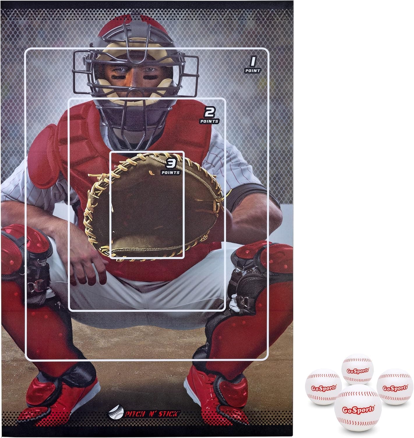 GoSports Pitch N' Stick Kids Baseball Pitching Game - Includes Wall Poster Target and 4 Sticky Ball Baseballs
