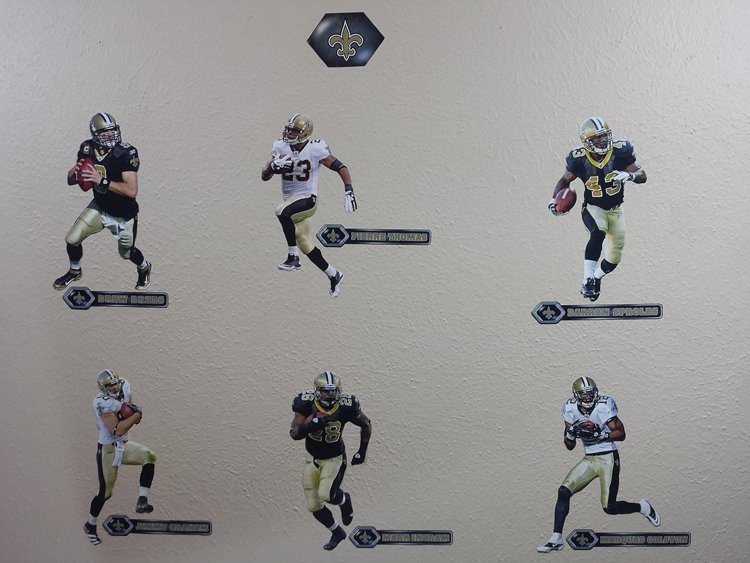 New Orleans Saints 2013-14 FATHEAD Team Set of 7 Official NFL Vinyl Wall Graphics - Brees, Colston, Ingram, Graham, Jordan, Sproles
