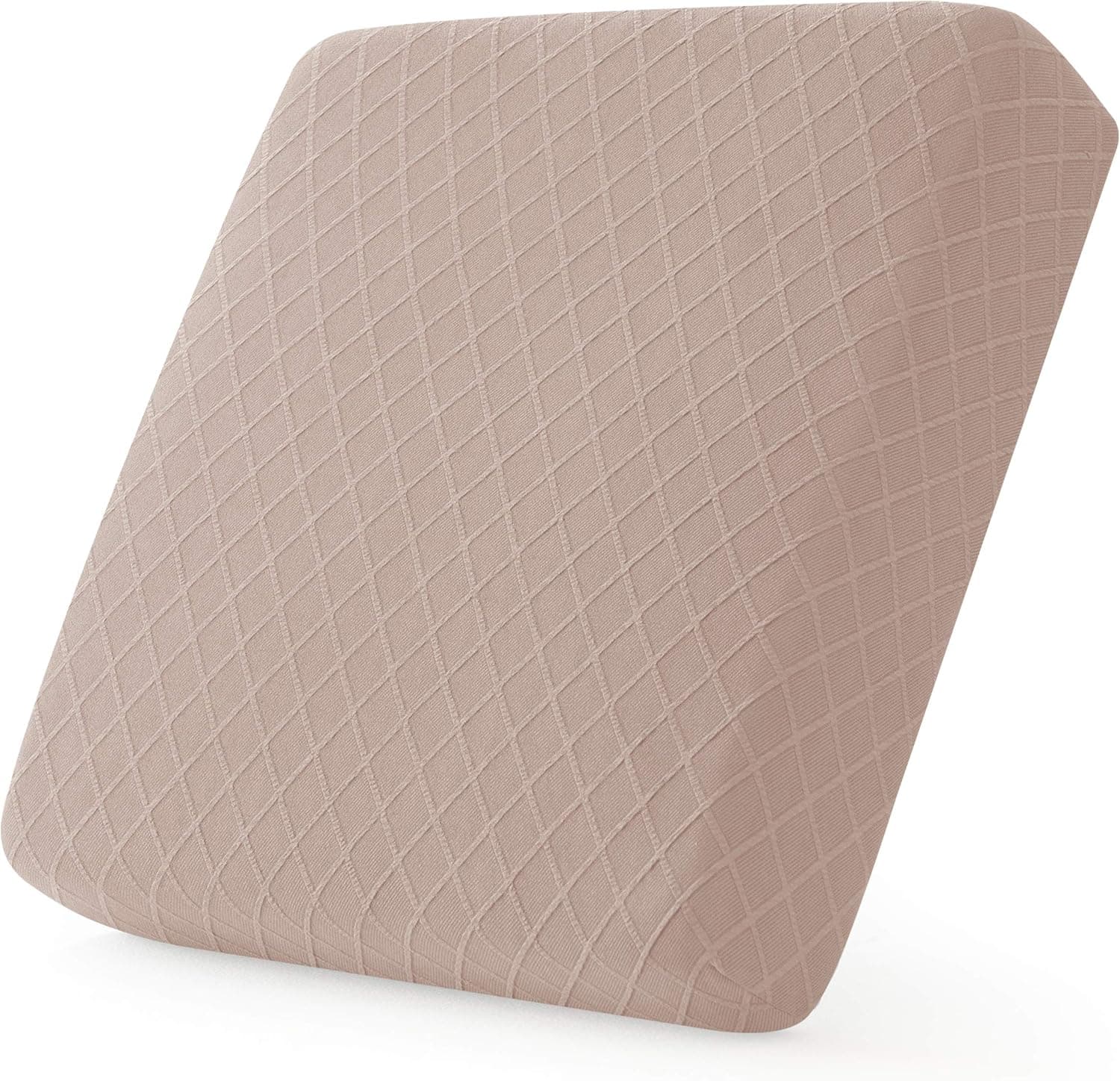 CHUN YI Stretch Diamond Lattice Couch Cushion Cover Suitable for Armchair Loveseat Sofa, Cushion Seat Slipcover with Spandex Rhombus Jacquard Fabric(Small,Sand Pink)
