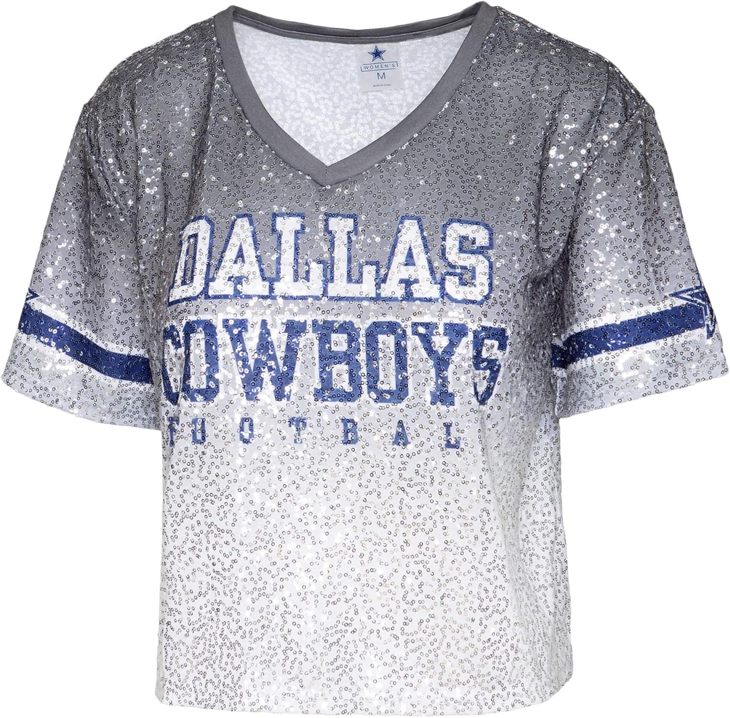 Dallas Cowboys Women's Cadence Sequin Ombre Cropped Jersey