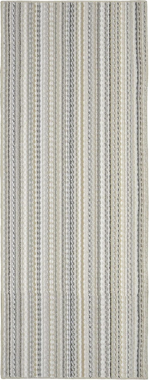 Garland Rug Carnival Stripe 3 Ft. x 8 Ft. Earth Tone Runner Rug
