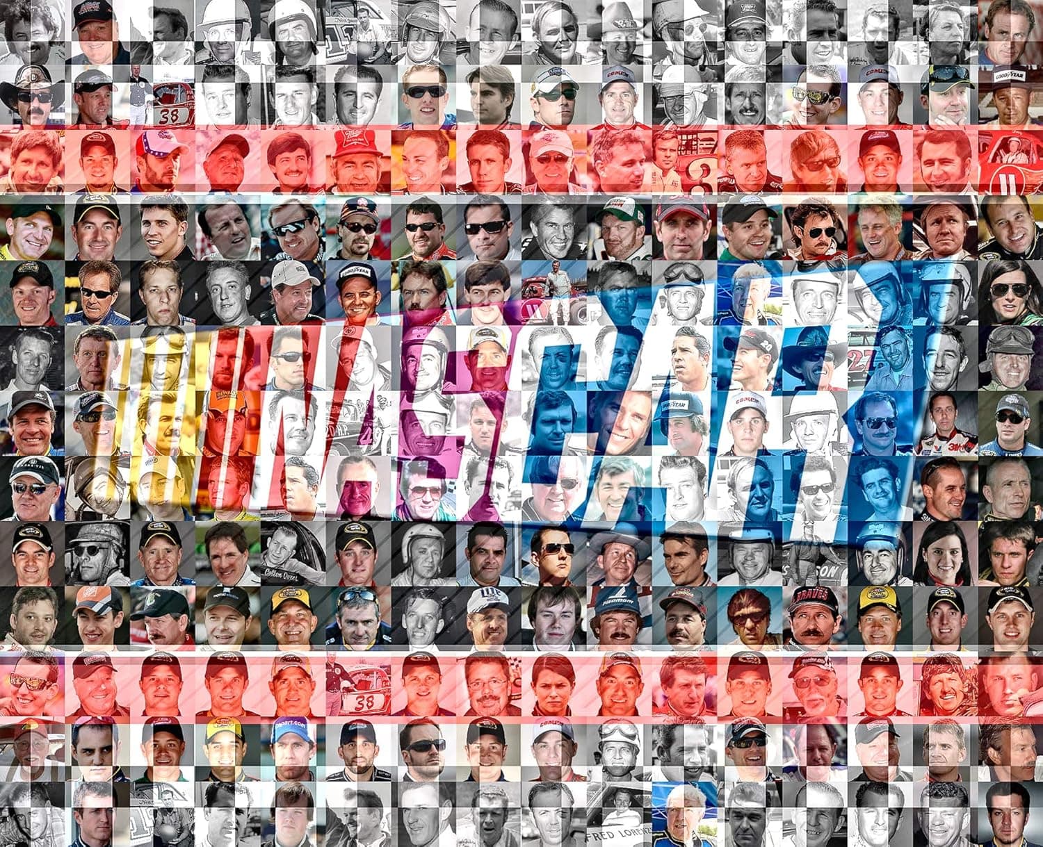 Nascar Mosaic Print Art Designed Using Over 100 of the Greatest Nascar drivers of All Time. 8x10" Matted Print