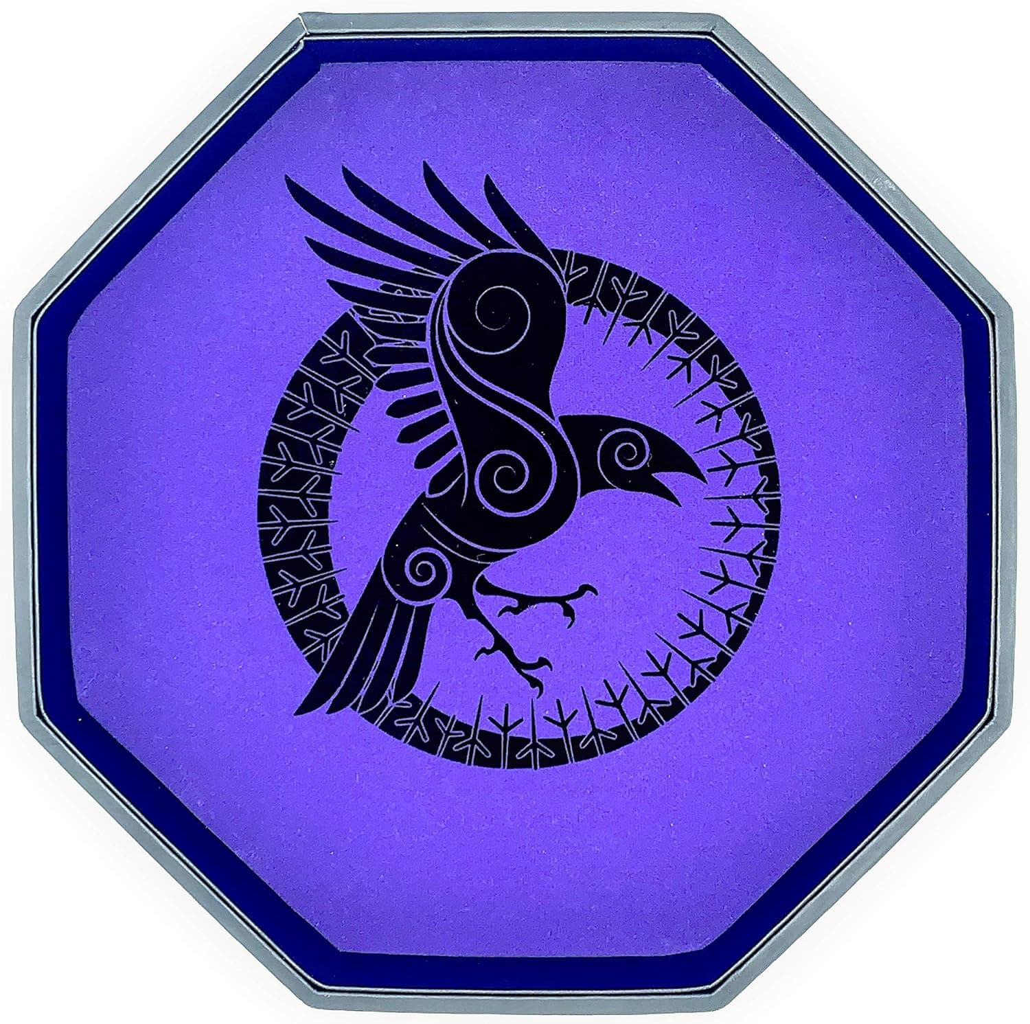 Luck Lab 11.5 Inch Dice Tray – Purple - Big Octagonal Dice Tray with Luxurious Rolling Area for RPG Table Top Gaming Like D&D - Raven Design
