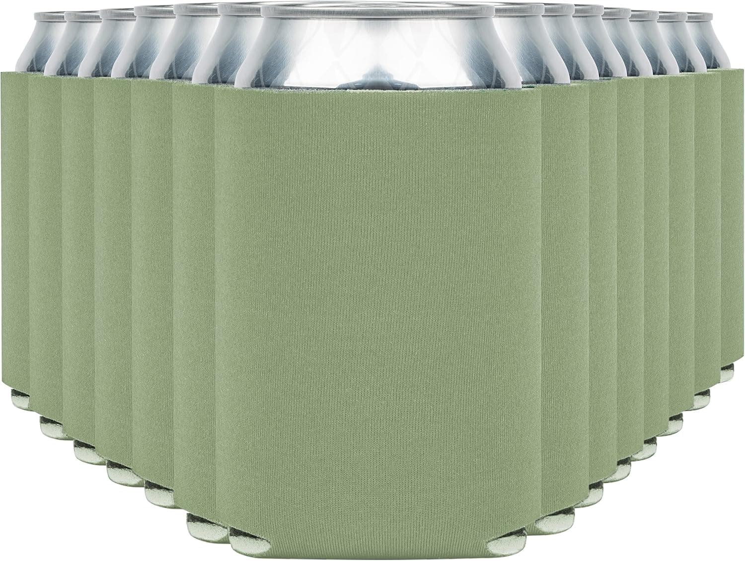Blank Beer Can Coolers Sleeves (14-Pack) Soft Insulated Beer Can Cooler Sleeves - HTV Friendly Plain Can Sleeves for Soda, Beer Cans & Bottles - Blanks for Vinyl Projects Wedding Favors & Gifts (Sage)
