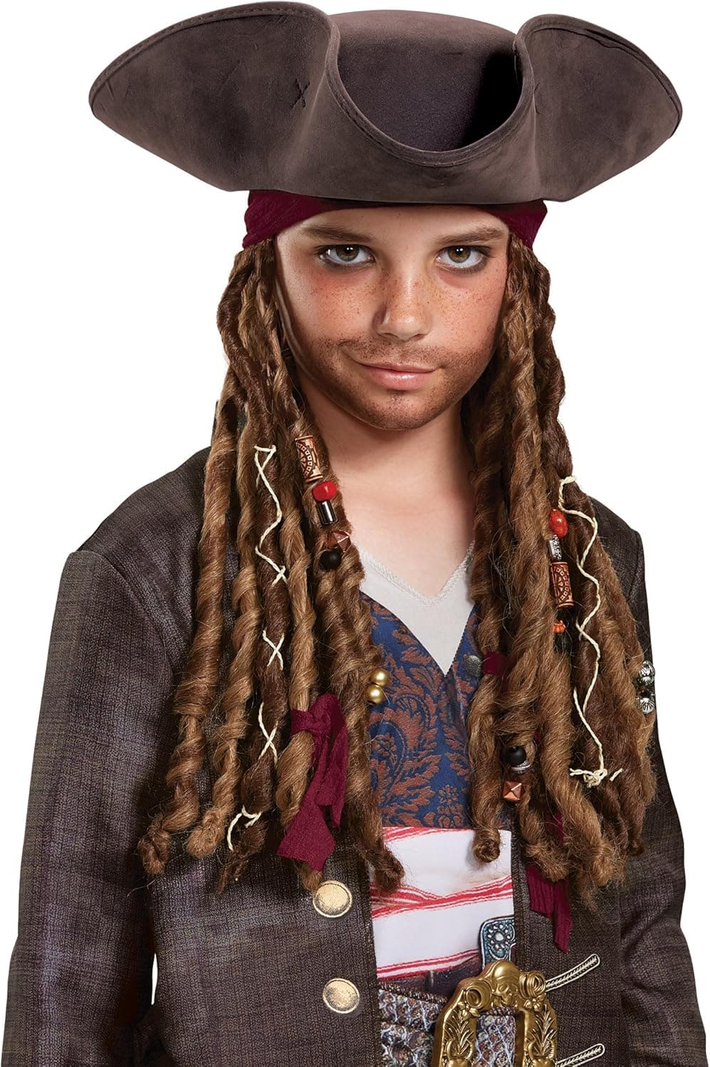 Disney POTC5 Captain Jack Sparrow Hat, Bandana & Dreads - Child Kit, Bandana & Dreads Child Kit, Multicolor, One Size