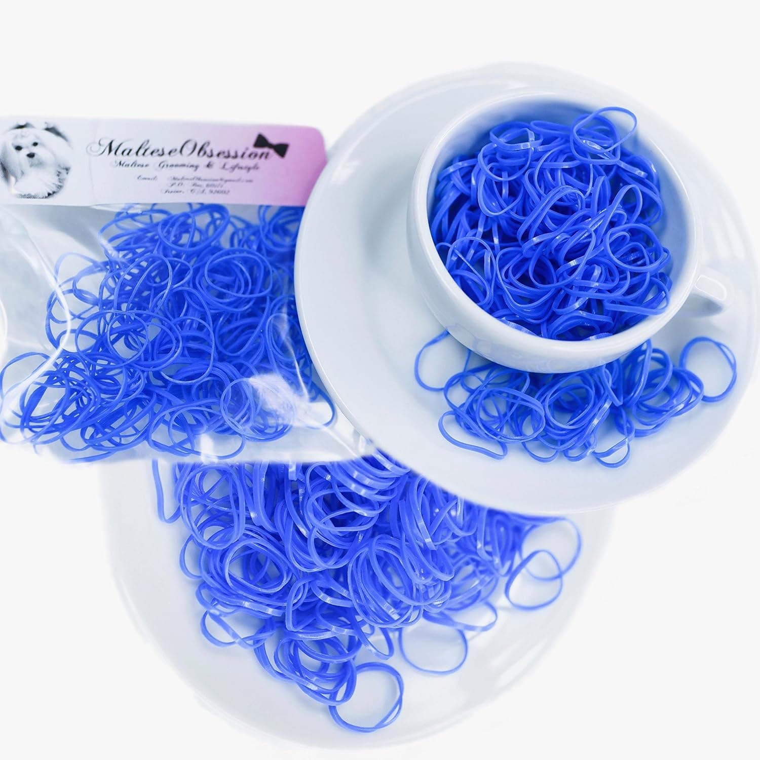 100 Non Latex Grooming Bands for Top Knots Non Latex, Braids and Ponytails for Pet Dogs, Maltese, Puppies - Best Top Knot Hair Band for Maltese TPU MO SO Soft Hair Bands (Dark Blue)