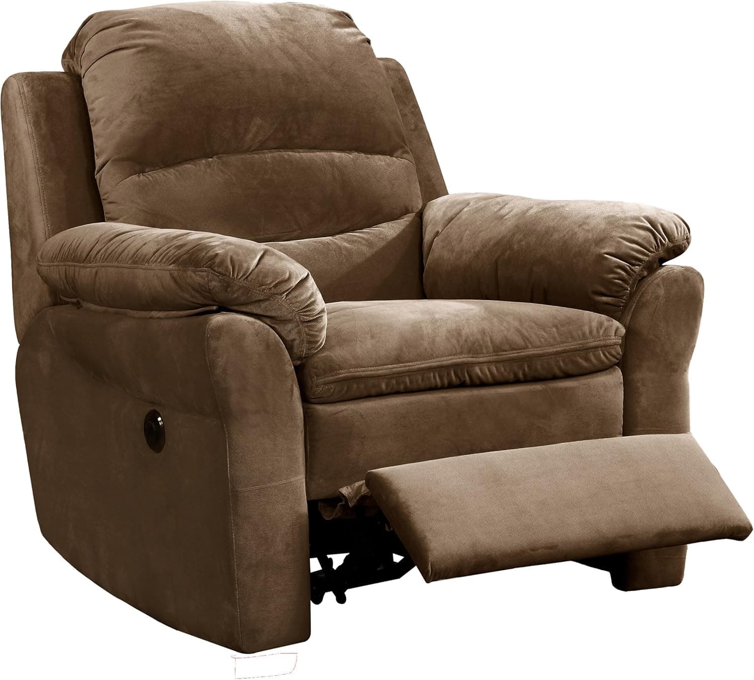 Christies Home Living Contemporary Style Fabric Upholstered Living Room Electric Recliner Power Chair, Brown