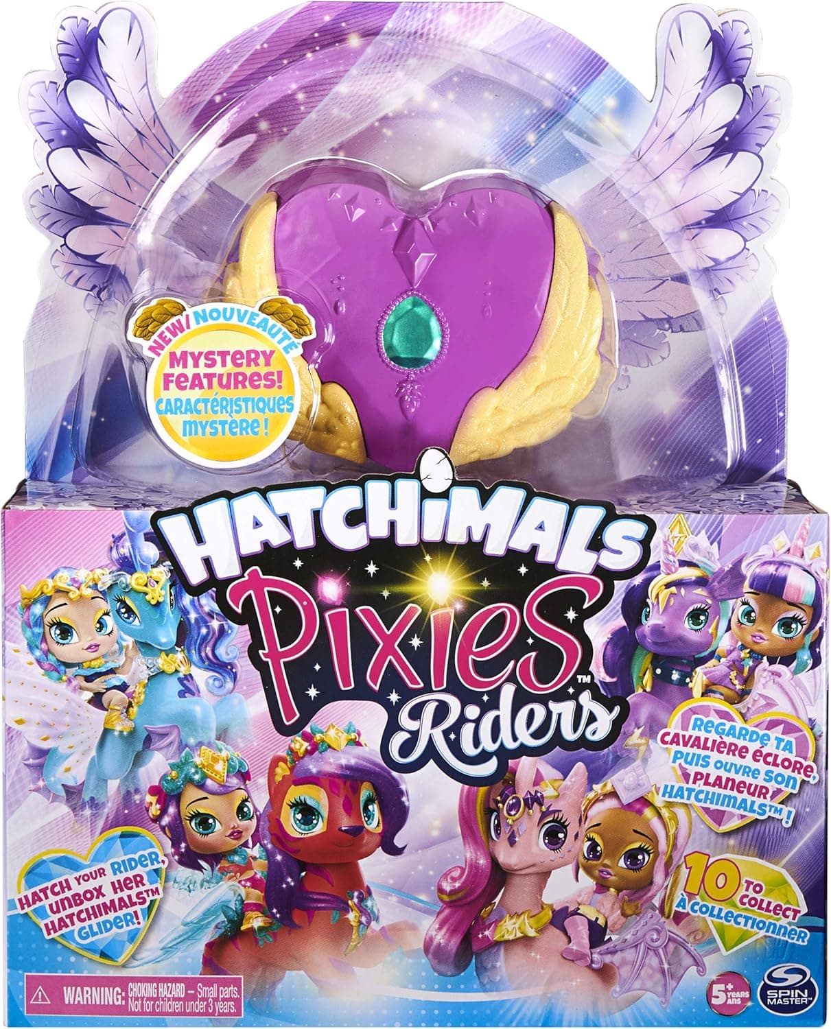Hatchimal Pixies Riders - Lilac Luna Pixie and Swanling Glider Set with Mystery Feature