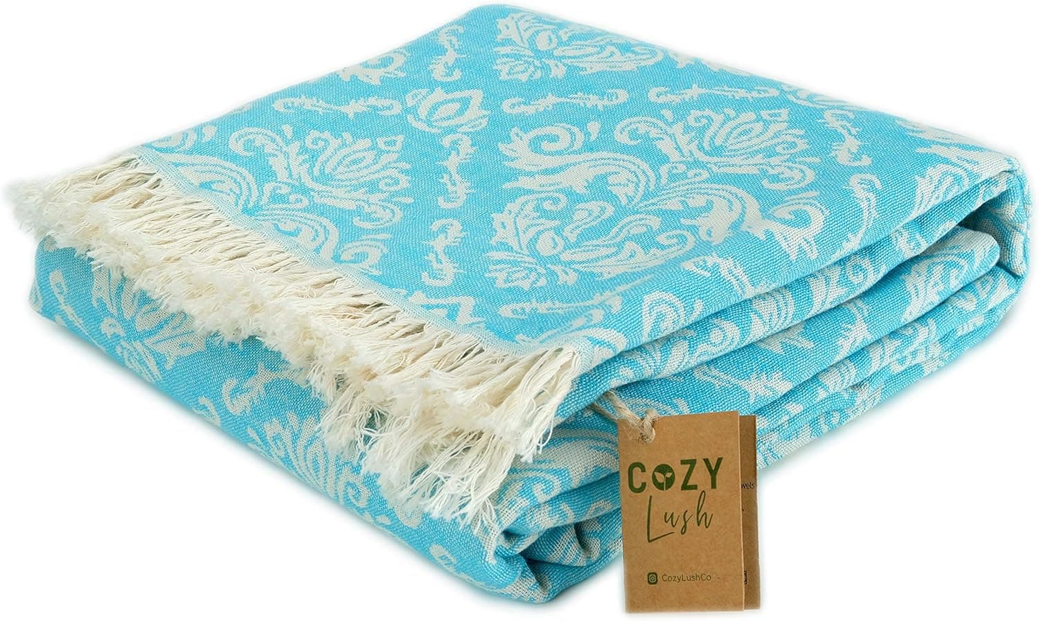 Cozy Orientale | 100% Cotton Original Turkish Bath Towel (37" x 67") - Pre-Washed Peshtemal, Pool, Gym, Spa, Hammam, Kitchen, Oversized Towel, Eco-Friendly