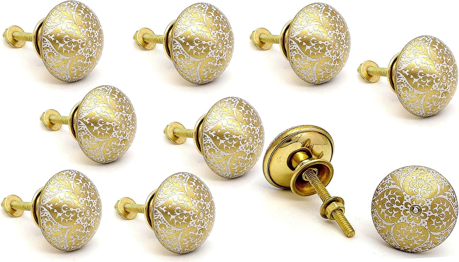 5MoonSun5's Brass Door Knobs/Drawer Pulls Dresser Door Knobs for Cabinets, Wardrobes & Kitchen Cupboards/ Pull and Push Handle Knobs Handmade Classic Hardware Decor, 38 mm (Set of 10)