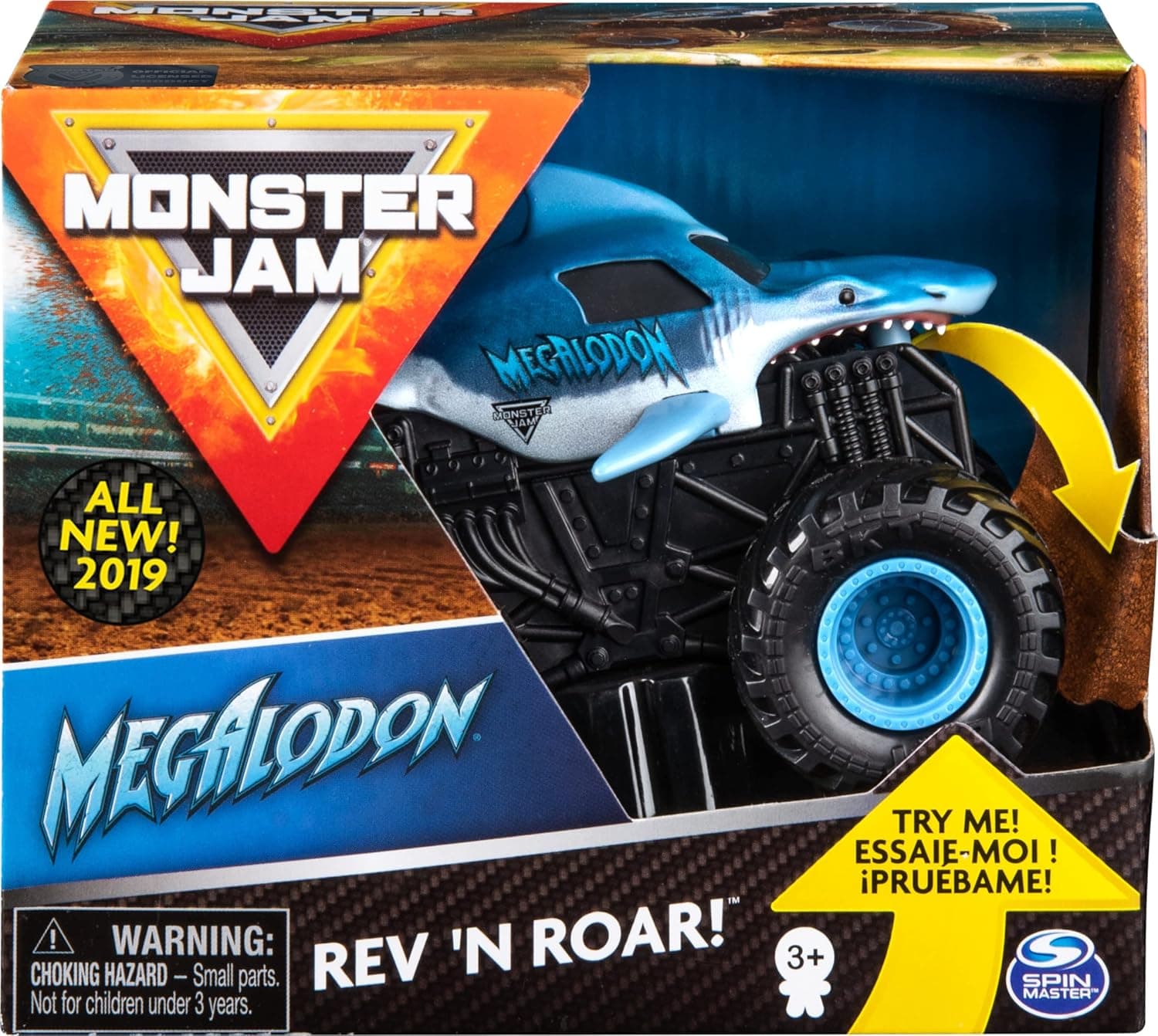 Monster Jam, Official Megalodon Rev ‘N Roar Monster Truck, 1:43 Scale