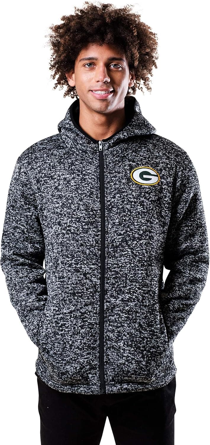 Ultra Game NFL Mens Sherpa Full Zip Cozy Fleece Hoodie Sweatshirt Jacket