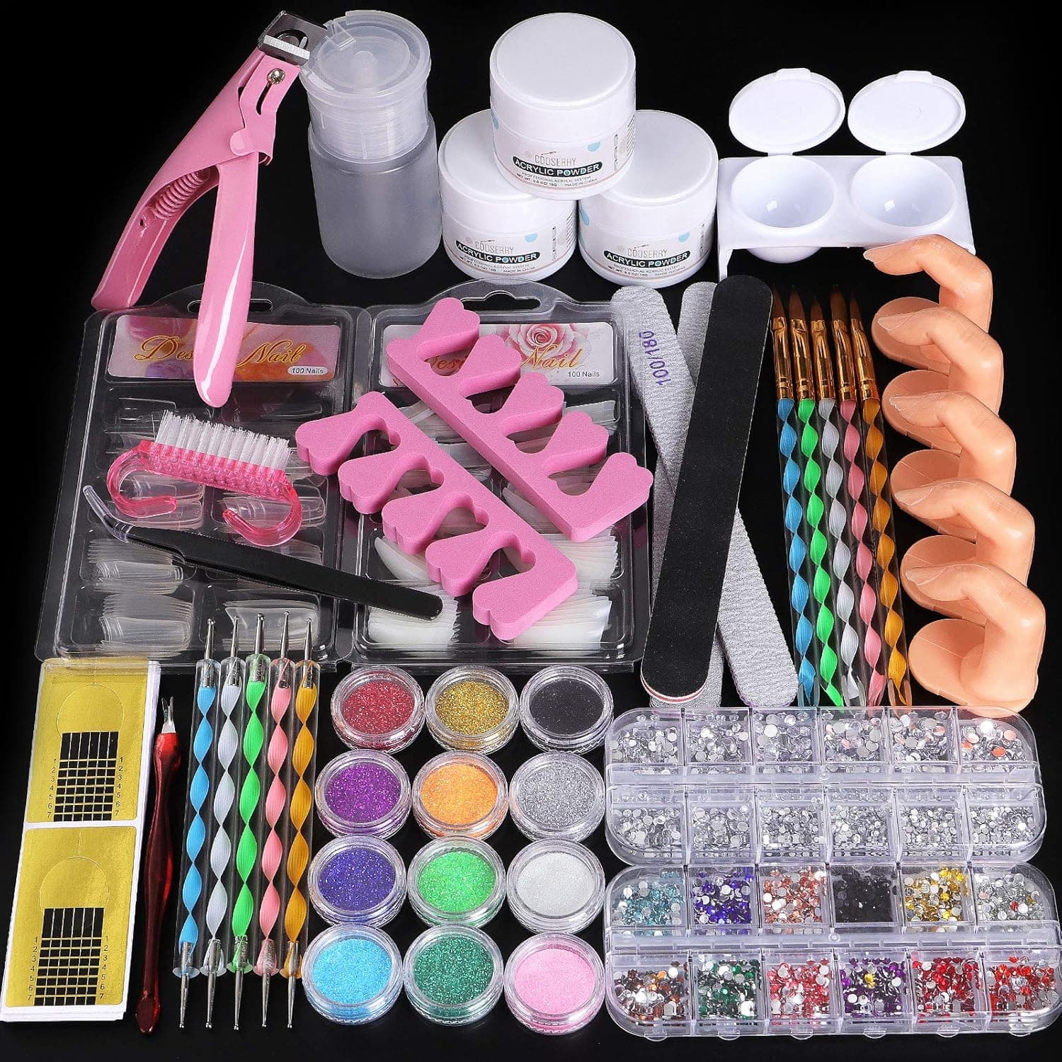 Cooserry Acrylic Nail Kit - Acrylic Powder Kit For Beginner Technician Use - Acrylic Nail Art Decoration Tools For Professional DIY Gel Nails Manicure Display