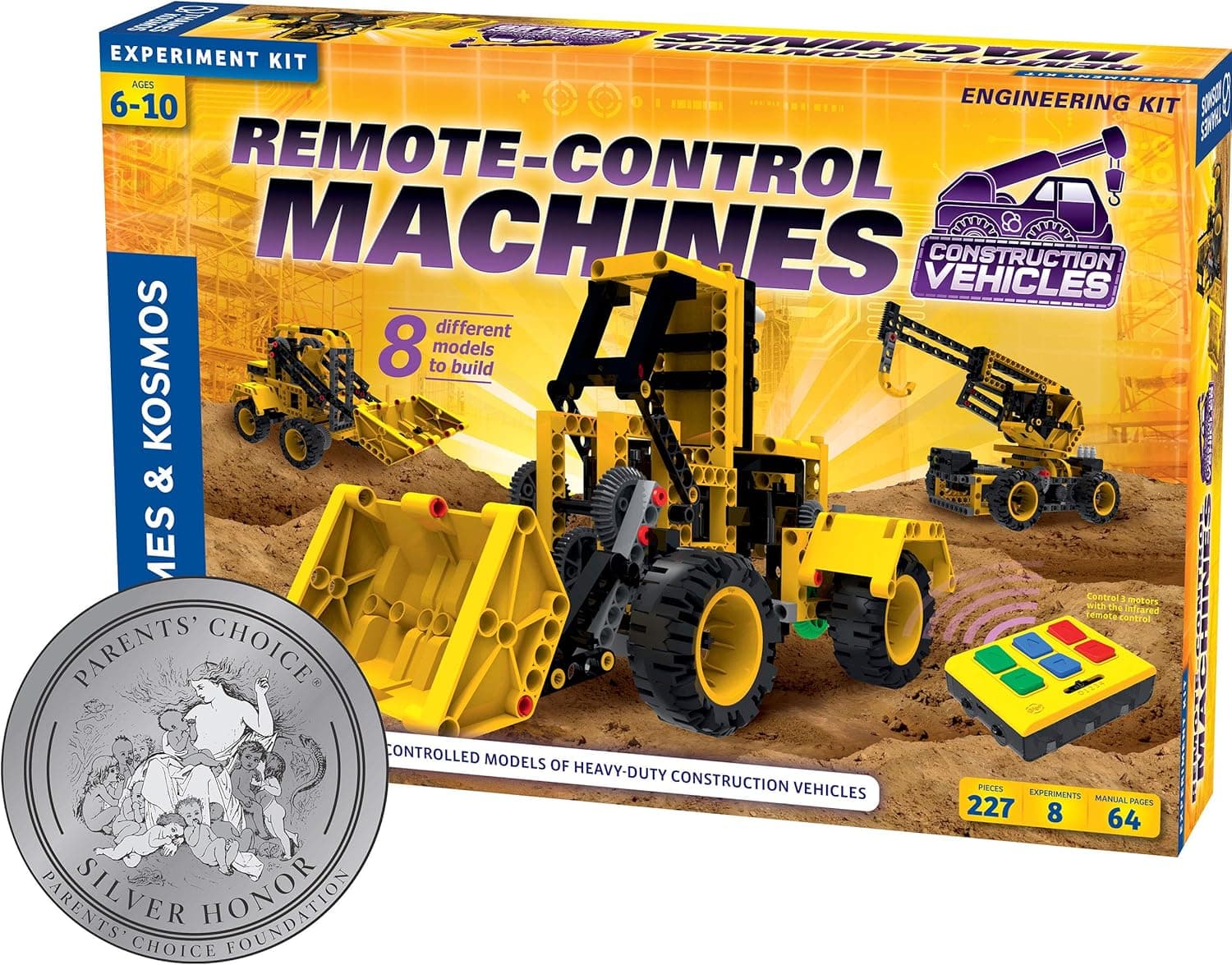 Thames & Kosmos Remote-Control Machines: Construction Vehicles | Science & Engineering Experiment Stem Kit | Build 8 Real Working Models | Parents' Choice Silver Award Winner |Astra Best Toys for Kids