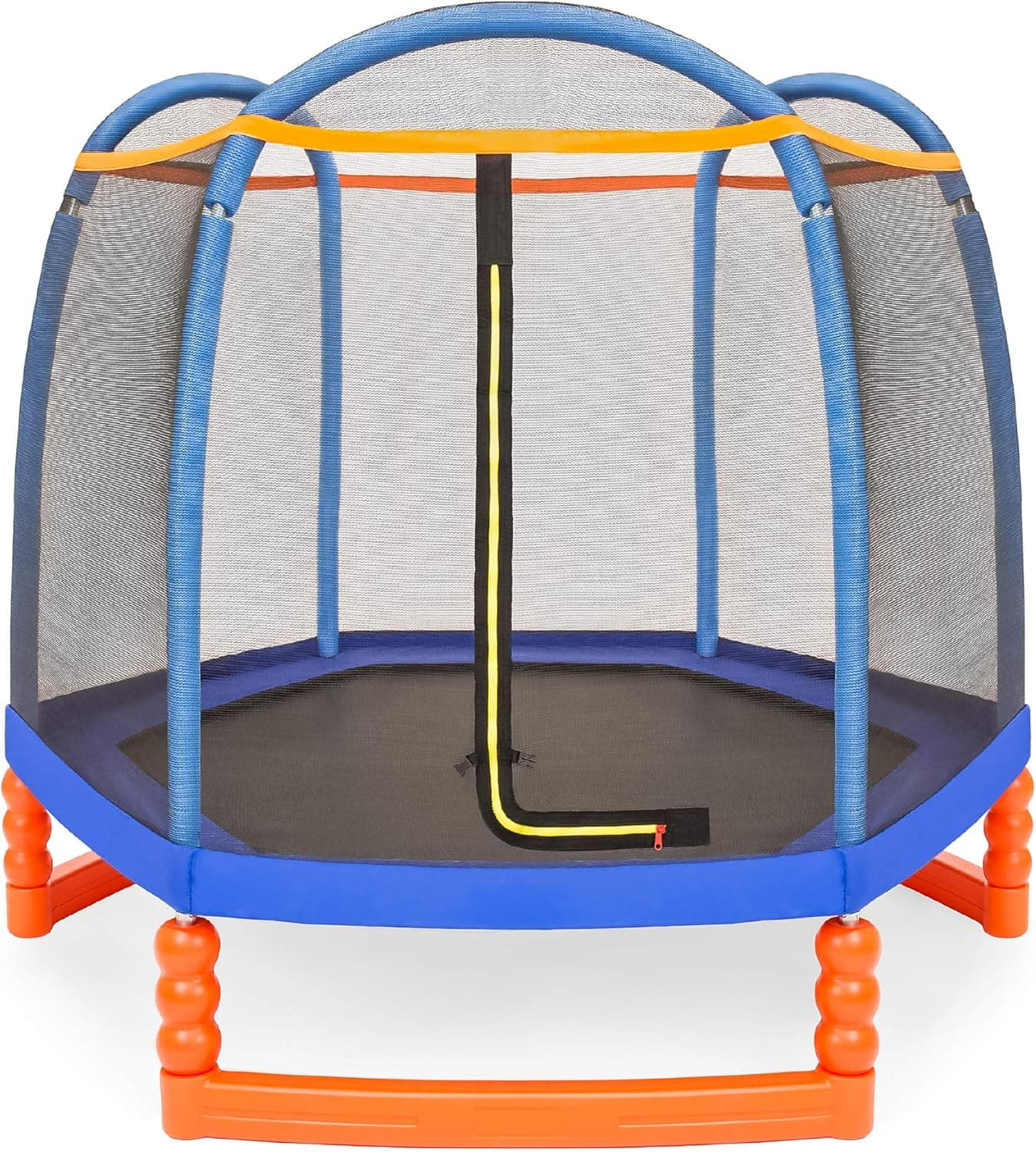 Best Choice Products 7ft Kids Enclosed Trampoline, Sturdy Indoor & Outdoor Children's Jumper w/ Safety Net, Zipper Entrance, Spring Pad, Heavy Duty Water & Rust-Resistant Frame, 110lb Capacity