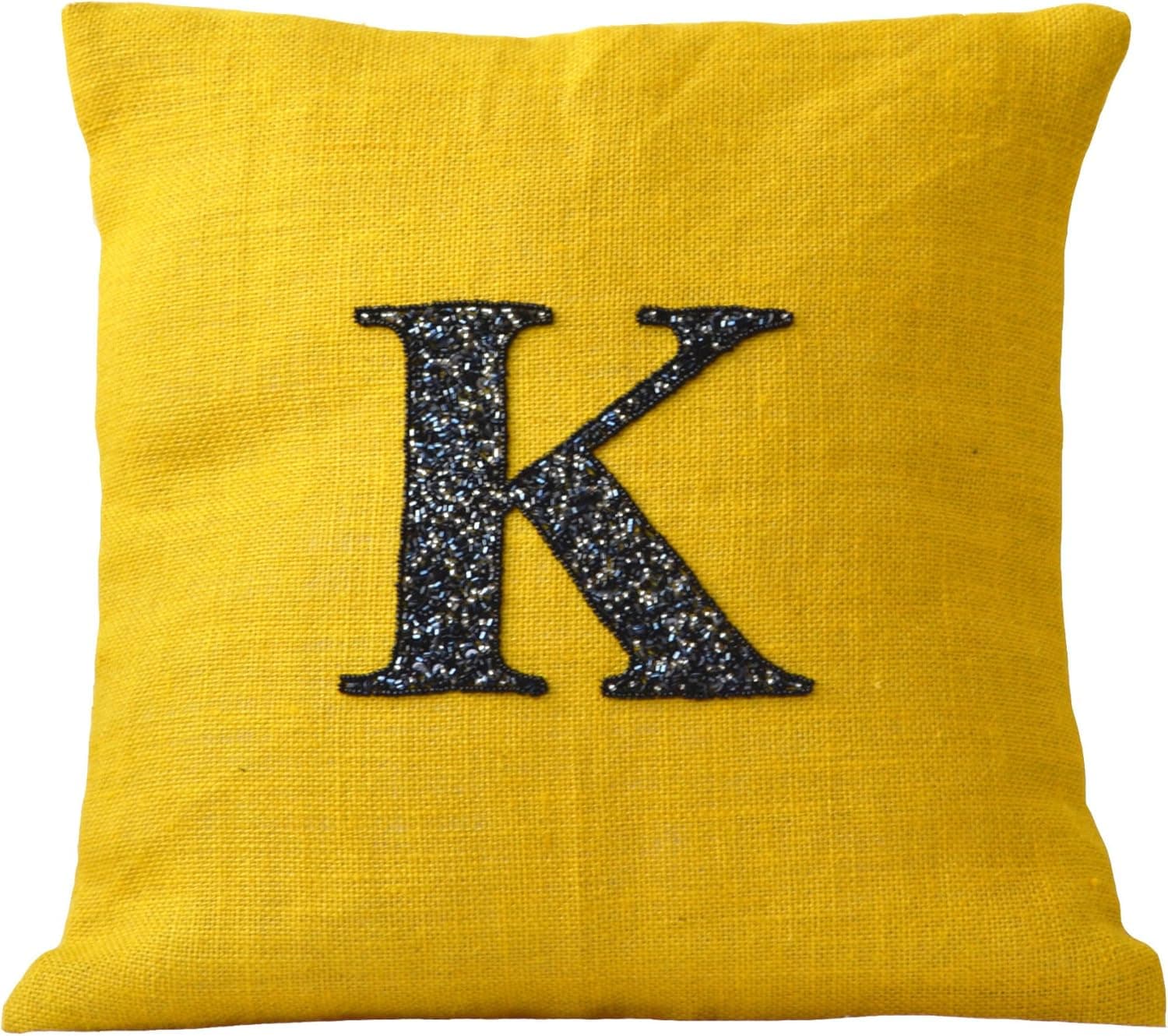 Amore Beaute Handcrafted Custom Monogram pillows - Personalized pillow covers- Yellow pillows- Burlap pillows- Decorative throw pillow covers- Accent pillows- Burlap throw pillow covers