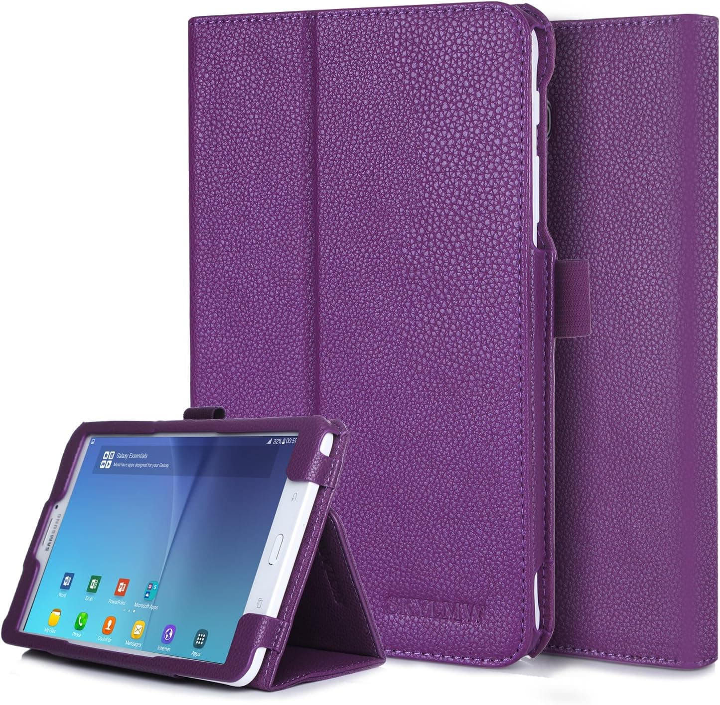 Samsung Galaxy Tab E 8.0 Folio Case - SKYLMW Slim Fit Premium Vegan Leather Cover for Samsung Galaxy Tab E 8" (Sprint/US Cellular) SM-T377 4G LTE 8-Inch Tablet, Litchi Purple