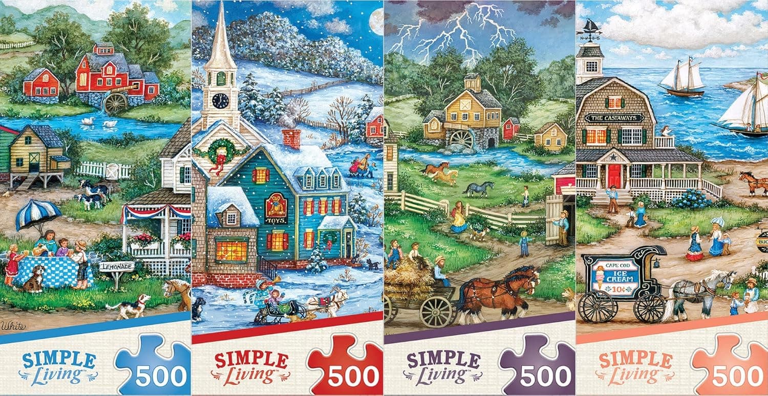 MasterPieces 4 Pack Assortment - Simple Living Puzzles (4-500 Piece)
