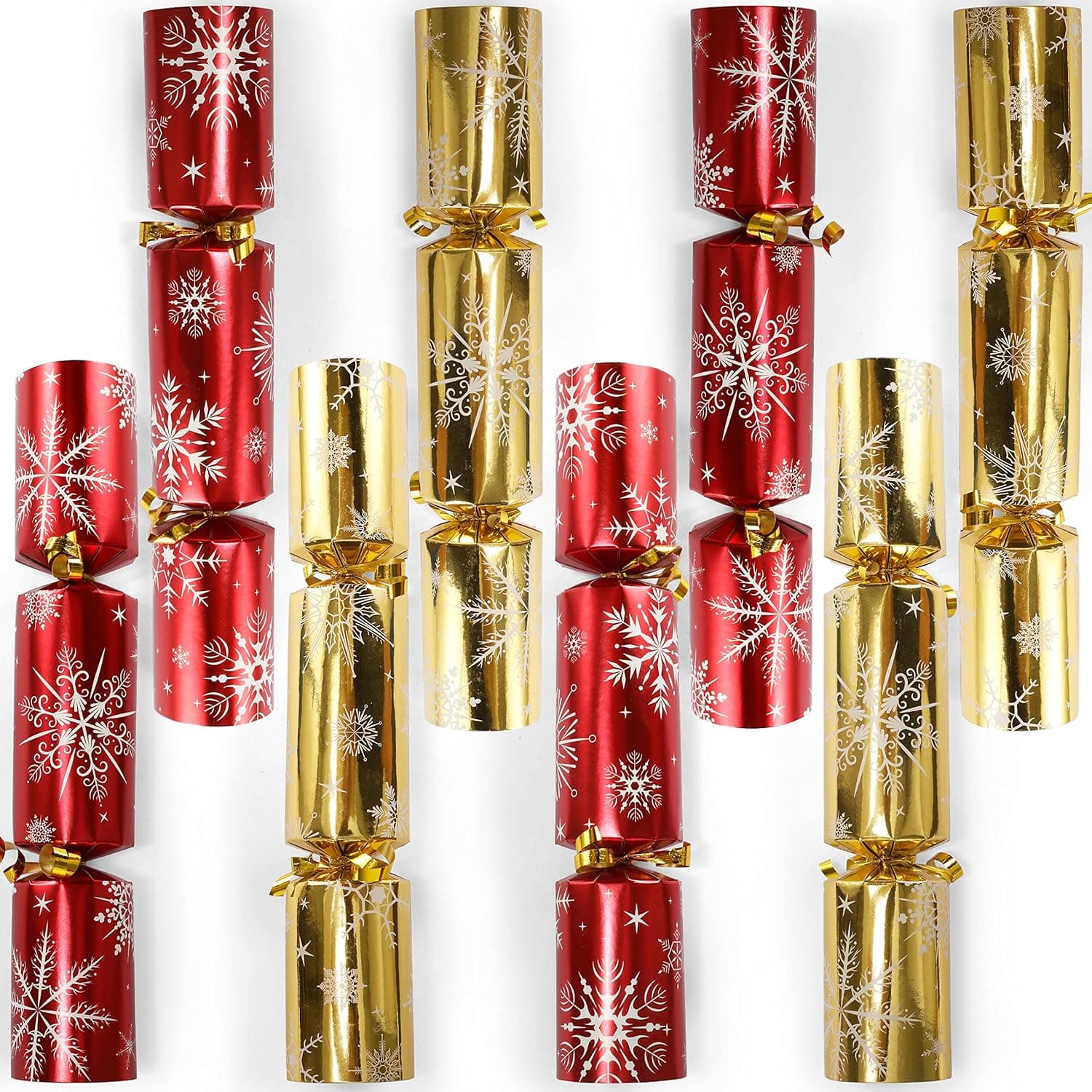 JOYIN 8 Pack Christmas Party Favor Non-Snap Red & Gold Snowflake Design Party Table Favors with Holiday Party Favor Supplies for Kids and Adults, Christmas Parties, Dinners and Holidays