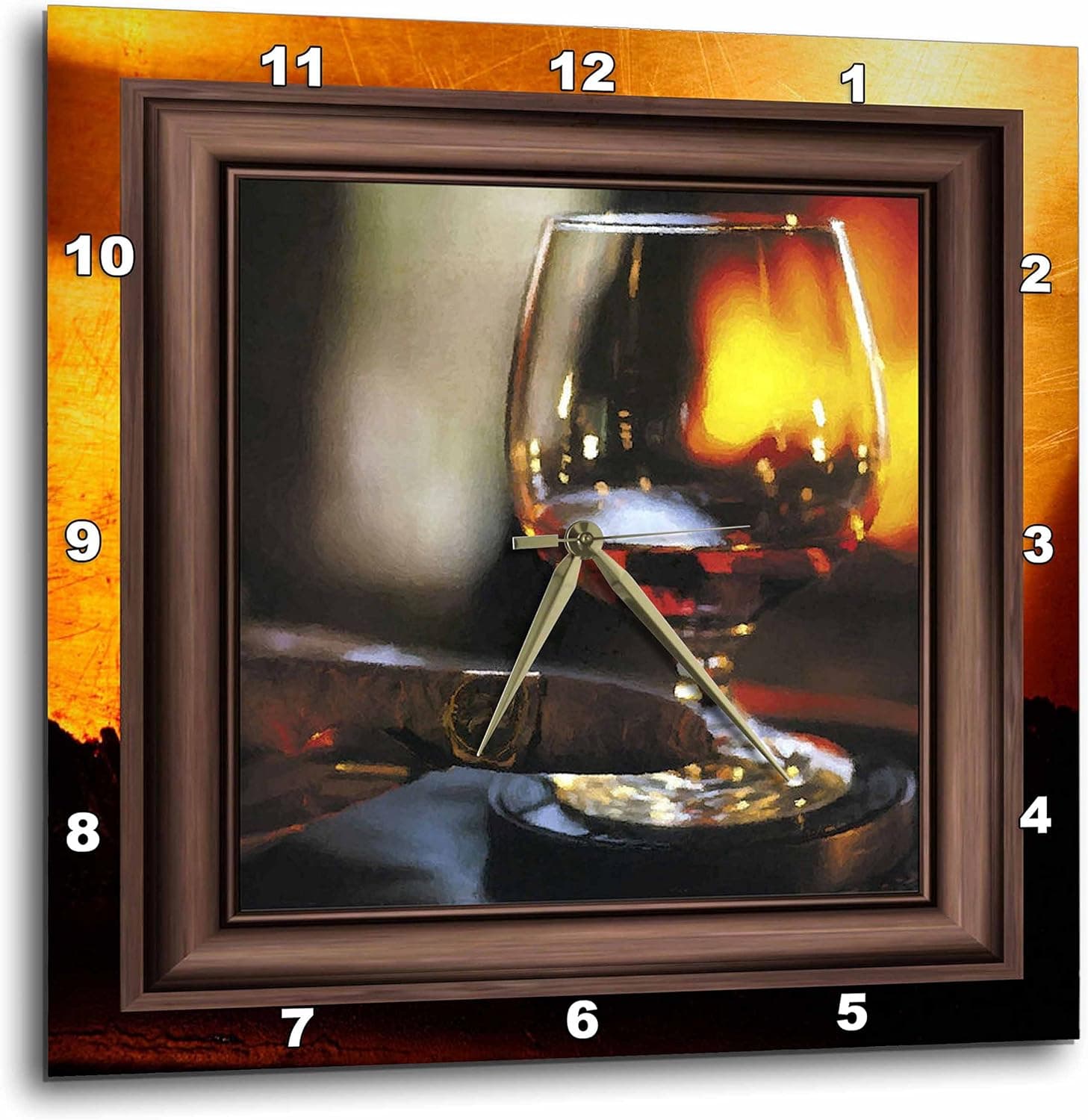 3dRose DPP_21248_3 Cognac and Cuban Cigar-Wall Clock, 15 by 15-Inch
