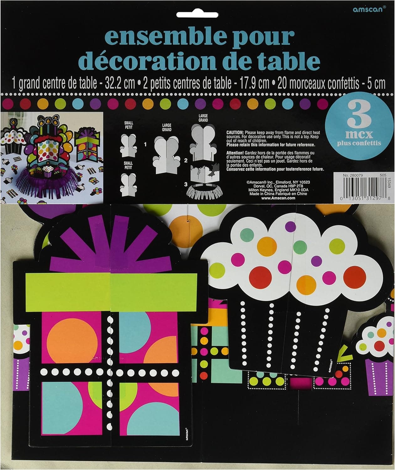 Party On Polka Dot Happy Birthday Assorted Table Decorating Kit , Pack of 23, Multi , 12.5" Paper