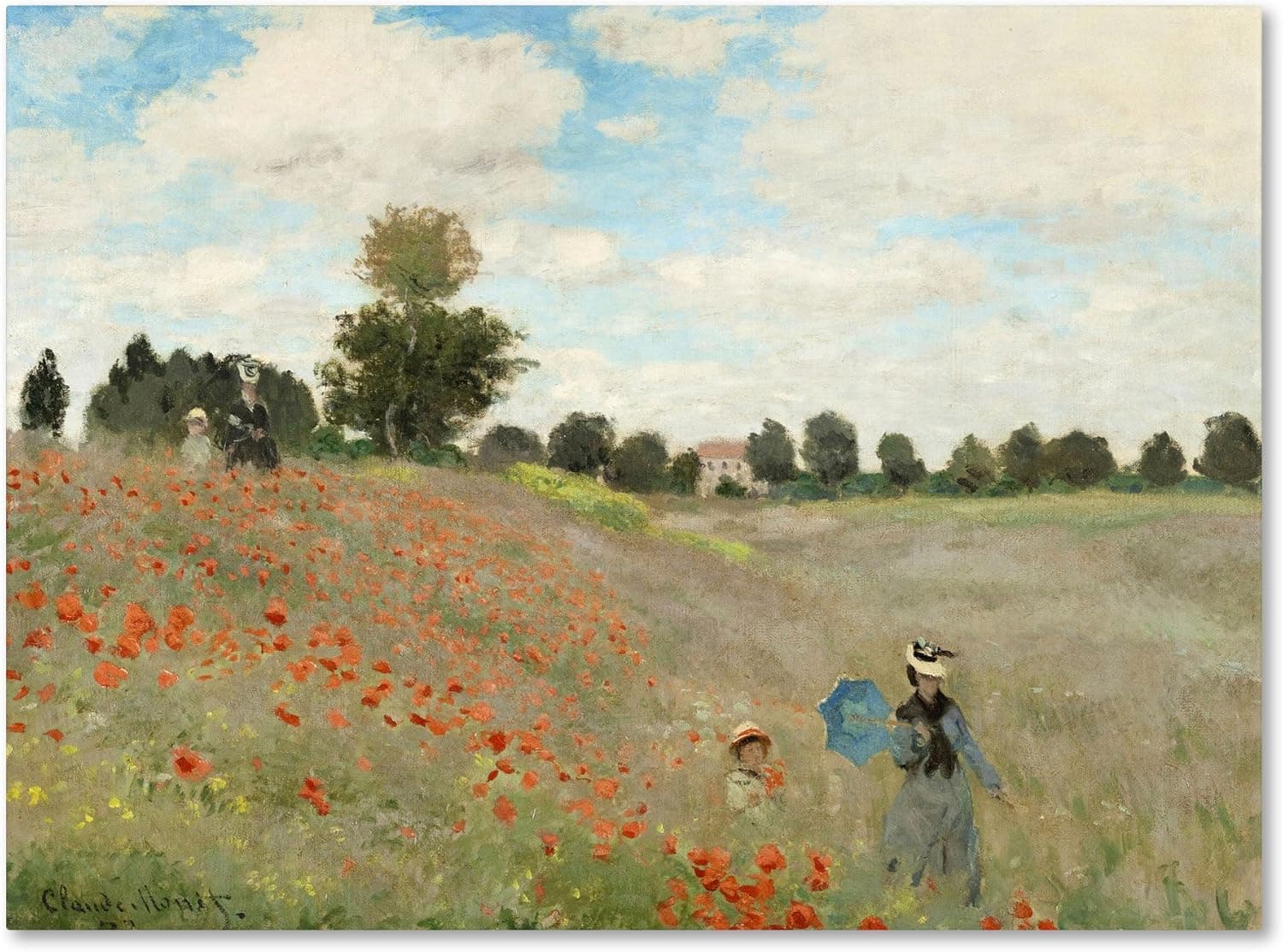 Wild Poppies Near Argenteuil by Claude Monet, 35x47-Inch Canvas Wall Art