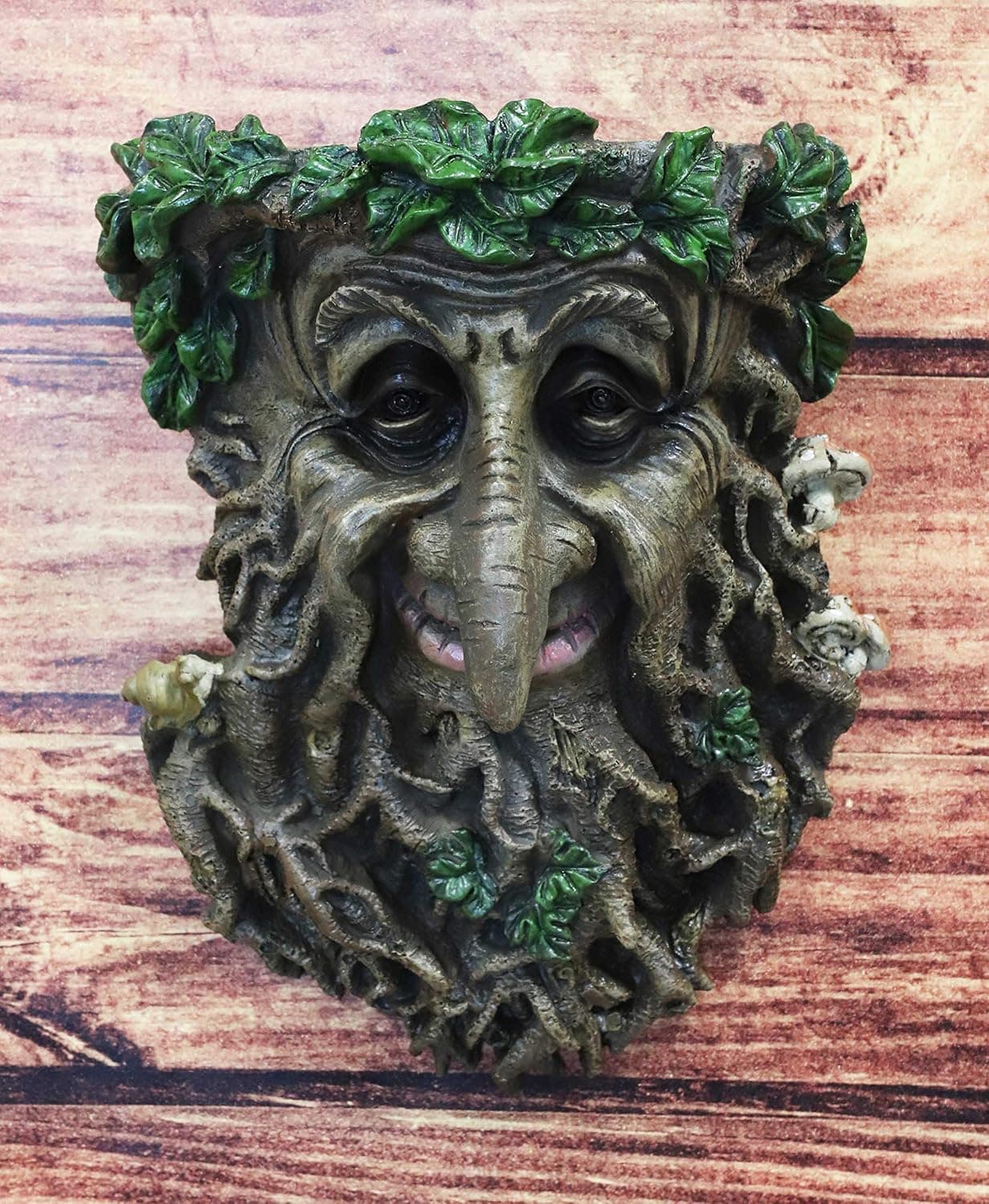 Ebros Nature Spirit God Big Nose Leafman Gargoyle Celtic Greenman Hanging Wall Decor Plaque 9" High Wiccan Tree Of Life Forest Shepherd Horned God Cernunnos Ent Mythical Fantasy Decorative Sculpture