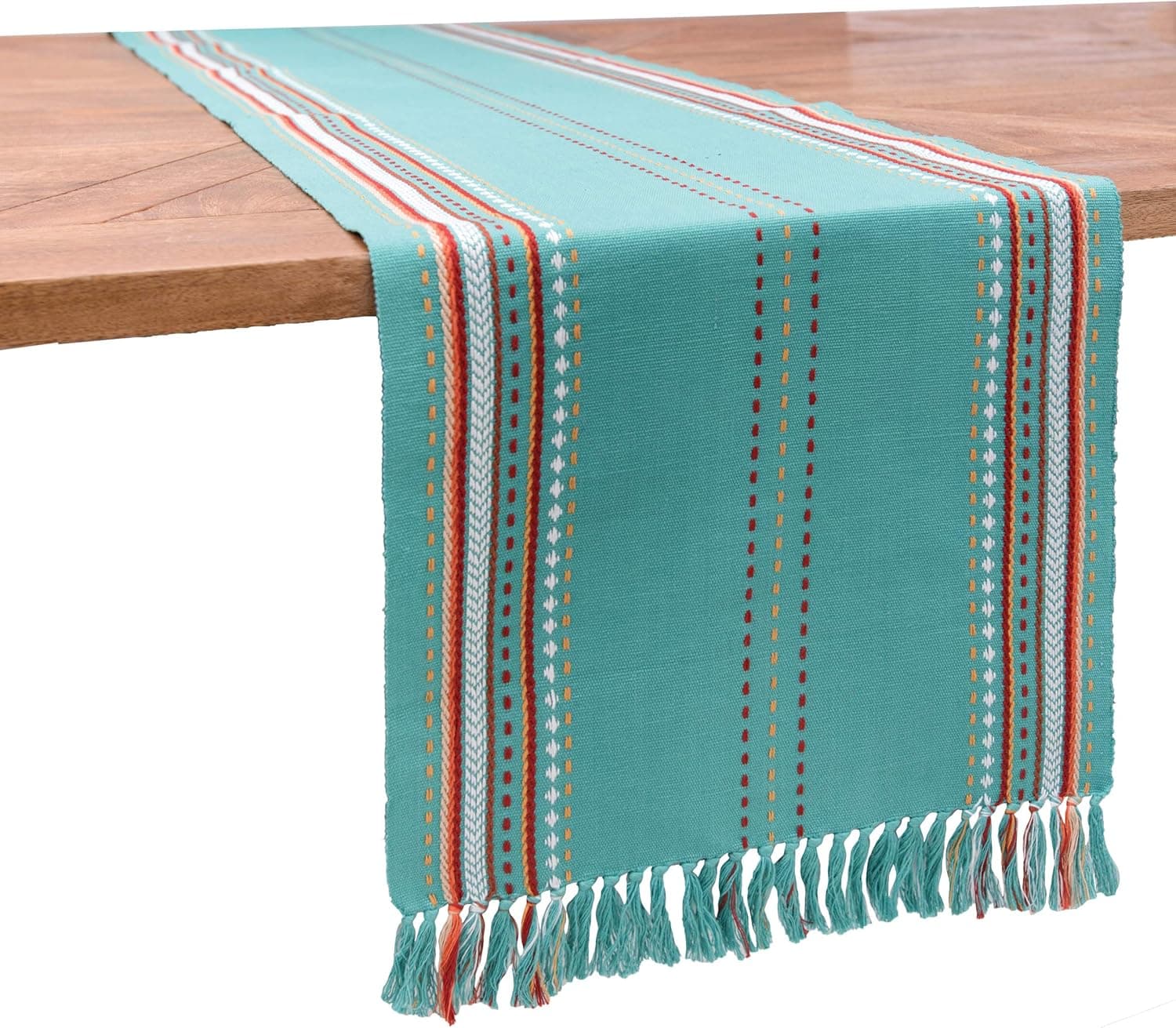 C&F Home Southwest Teal Blue Table Runner Blue Cotton 13" X 72" Machine Washable Table Linen 13" x 72" Teal