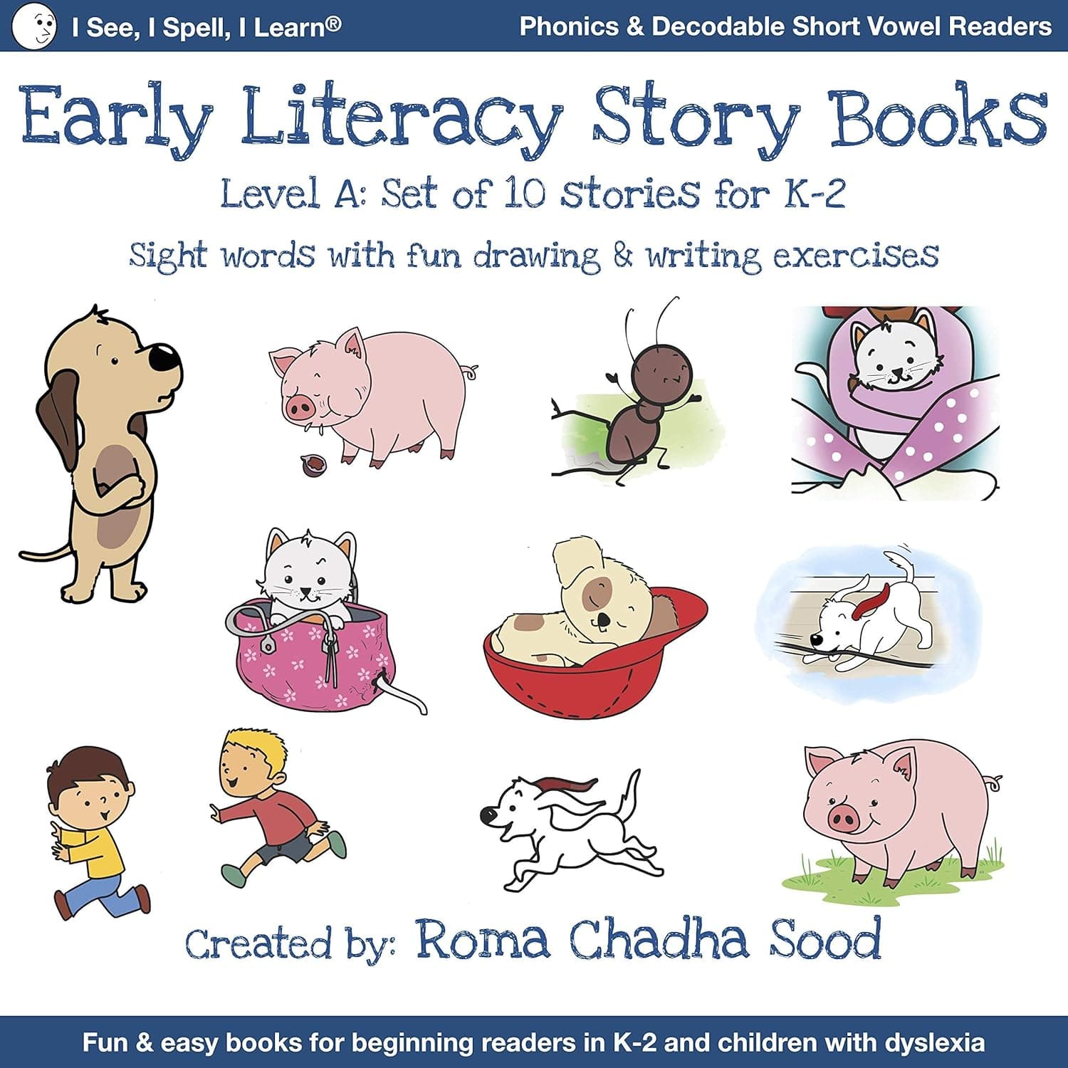 I See, I Spell, I Learn® - Phonics, Sight Words, Short Vowel Storybooks (Decodable Readers for All Emergent Readers in K-3 or Dyslexia) - Level A (10 Stories)