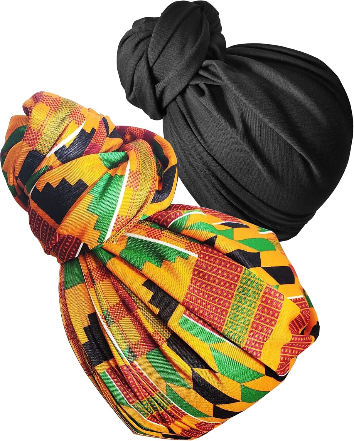 Stretch Head Wrap Scarf Head Wrap for women Turban Wrap Stretch Jersey Long Turban Head Wrap Tie 1 or 2 (19sd black 2601)
