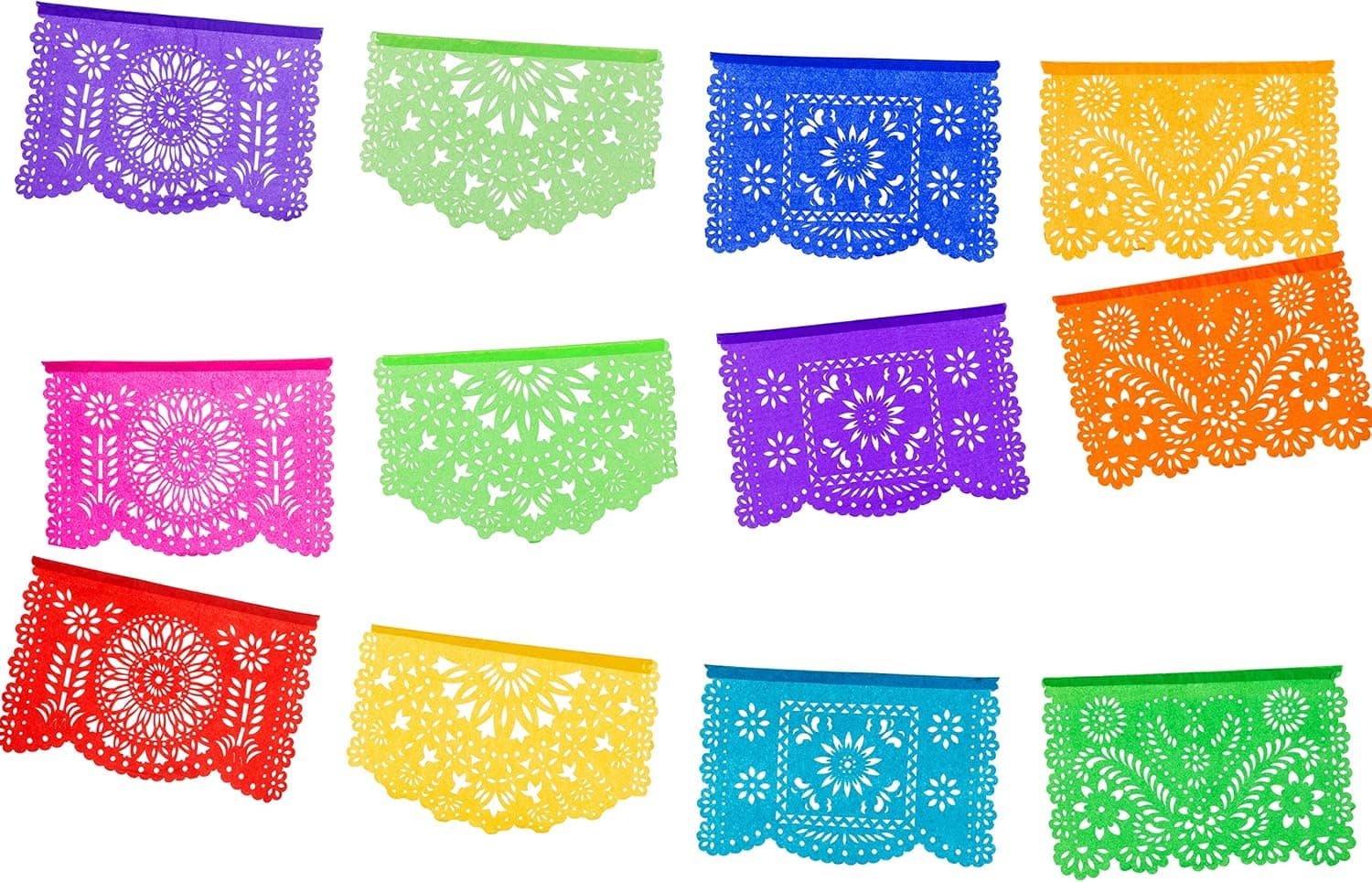 Paper Full of Wishes I 2pk Medium Tissue Papel Picado Banner I Amor Querido I Each Banner includes 12 Panels I 16 Feet Long Hanging Each
