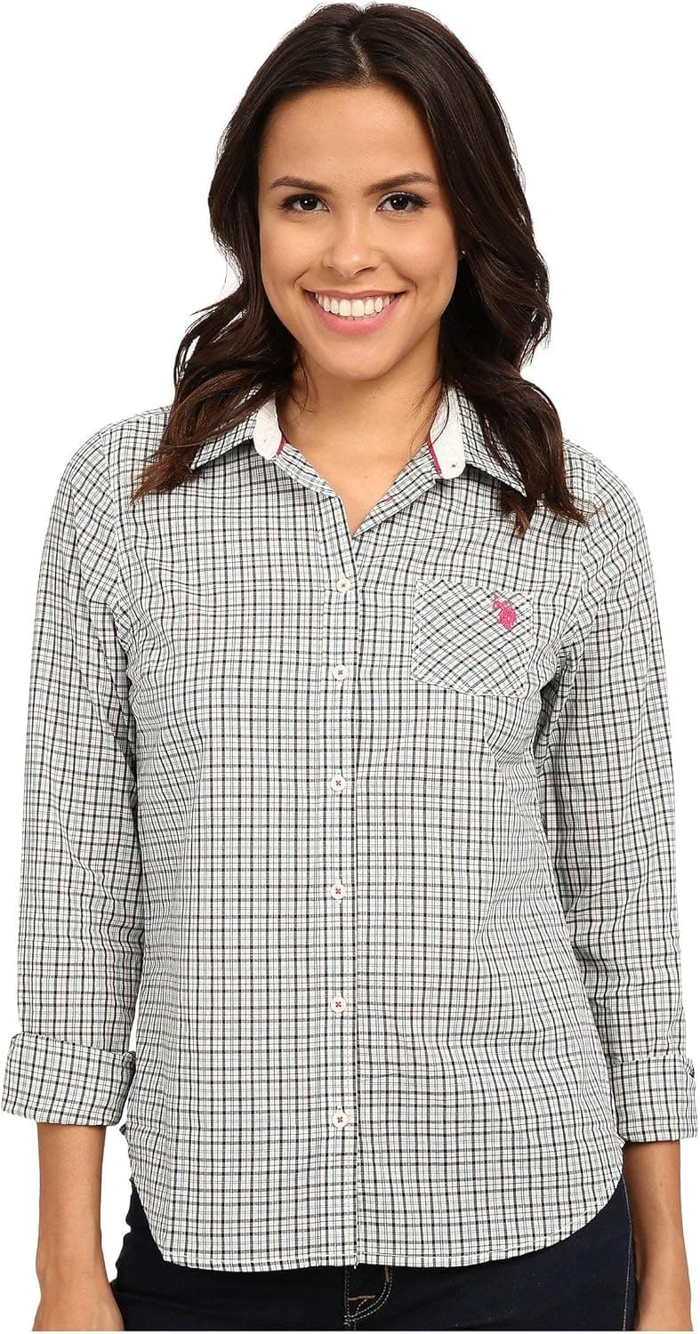 U.S. Polo Assn. Juniors' Long Sleeve Plaid Poplin Woven Shirt