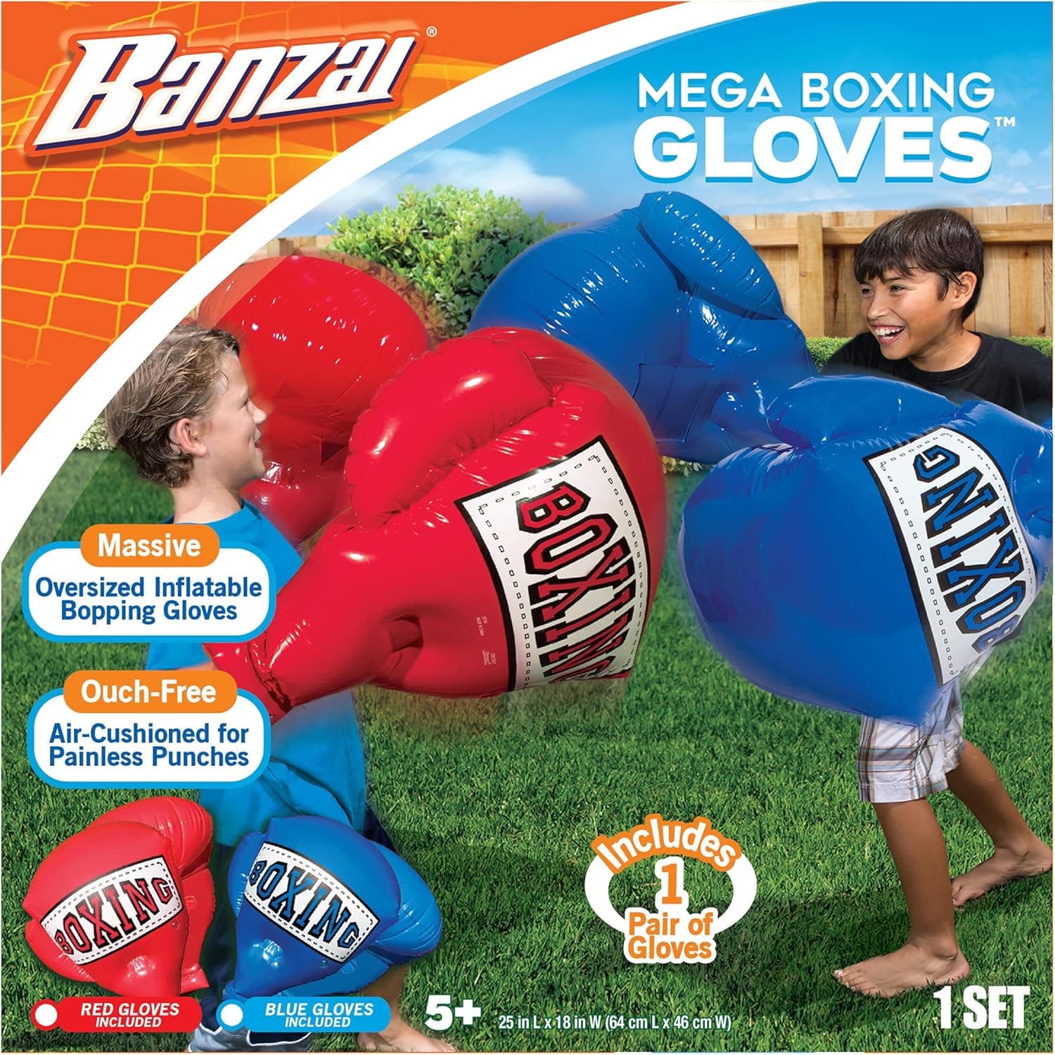 Banzai Kids Inflatable Mega Boxing Gloves 1 Set (Red or Blue)