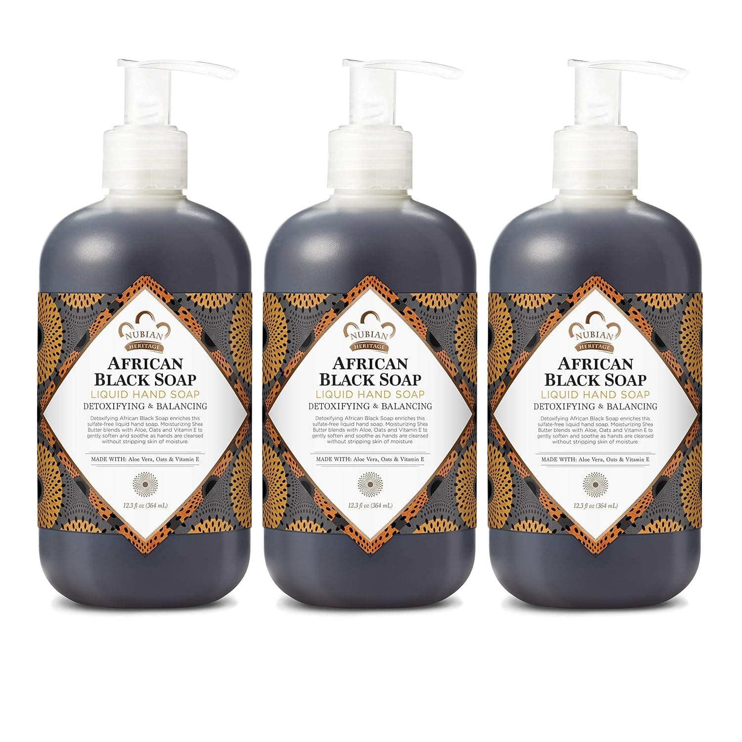 Nubian Heritage Hand Soap Deep Clean African Black Soap Cleanser 12.3 oz 3 Count