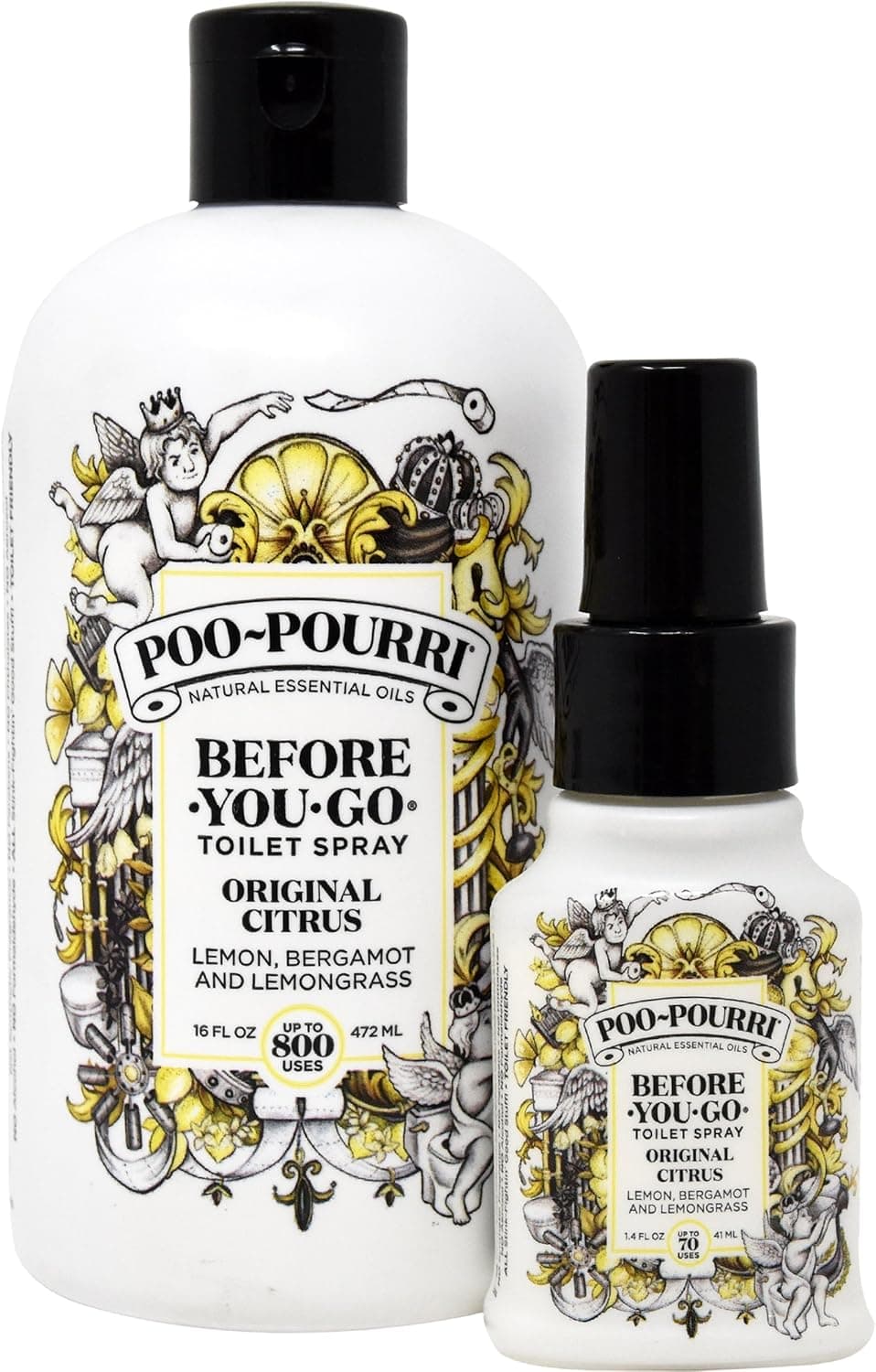 Poo-Pourri Original 16-Ounce Refill Bottle and 1.4-Ounce Original