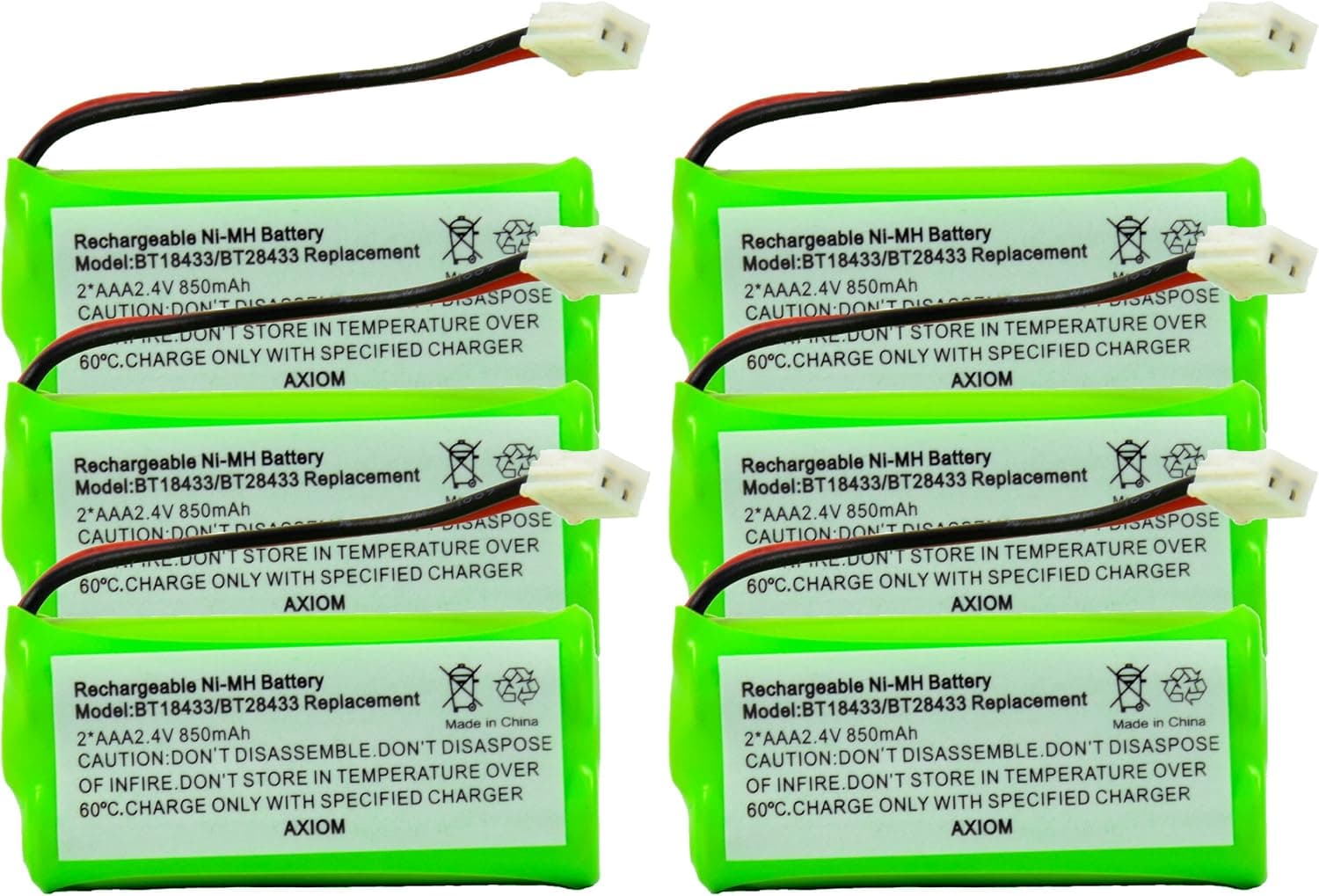Axiom Rechargeable Battery for AT&T Lucent 3111, 3101, BT8001, BT-8001 6Pack