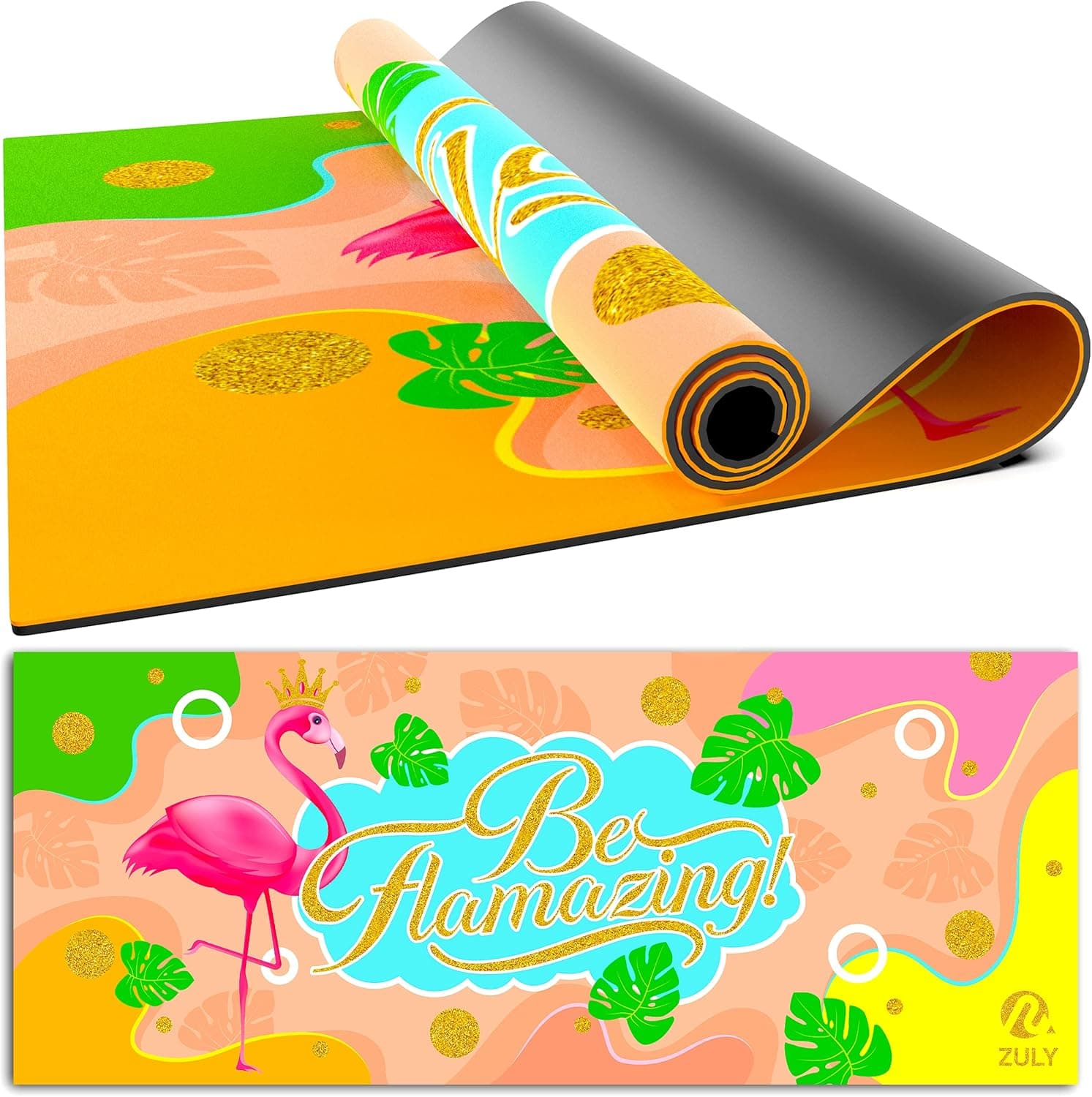 ZULY Premium Microfibre Suede Kids Yoga Mat with Free Yoga Strap, Organic Rubber Yoga Mat for kids ages 3-6 6-10 9-12 Toddlers Children Girls Boys Non Slip Exercise Mat