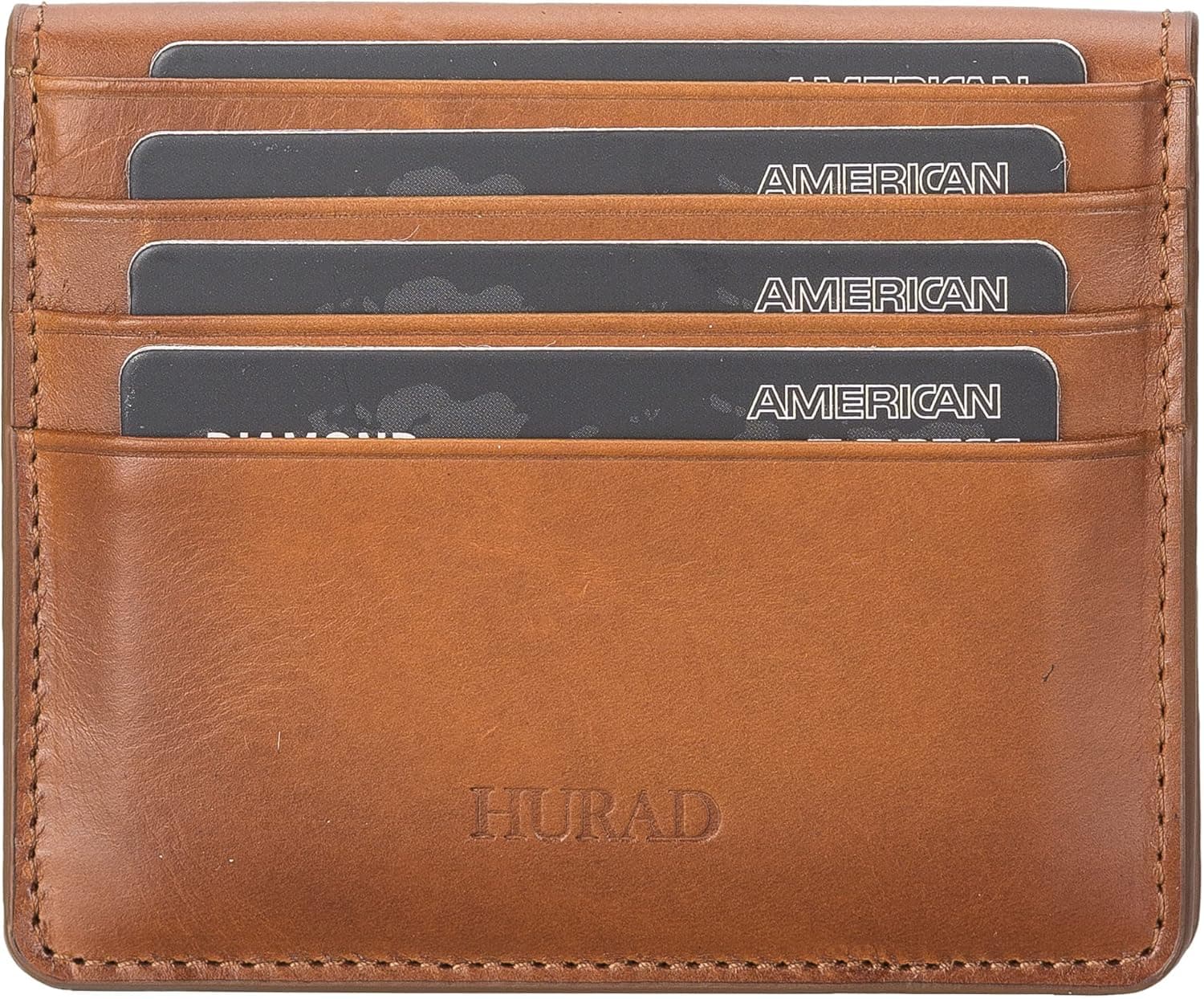 Hurad Genuine Leather Minimalist Wallet for Men with RFID Blocking Protection, Multi Slot Bifold Credit Card Holder with Cash Bill Pocket, Brown