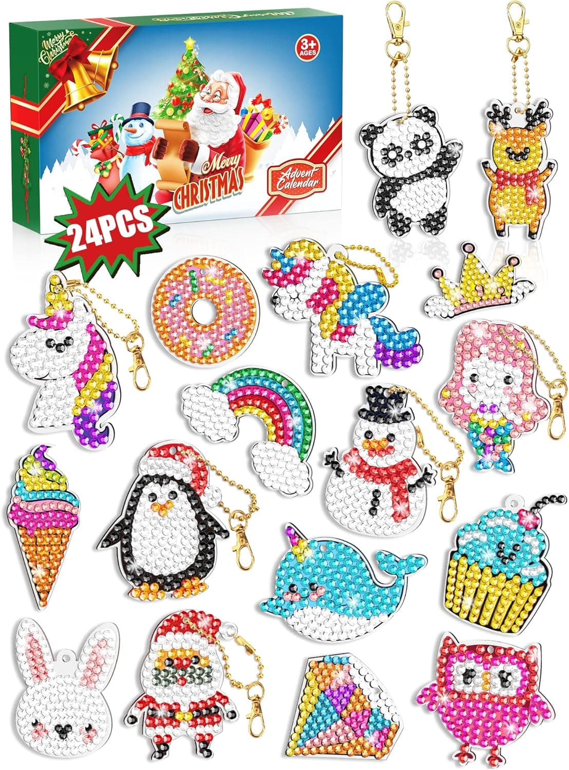 Diamond Painting Kits Advent Calendar 2022 for Kids - Make Your Own Gem Keychains - Arts and Crafts for Girls - DIY Painting by Number Christmas Gift Ideas for Girls Crafts Age 4-10