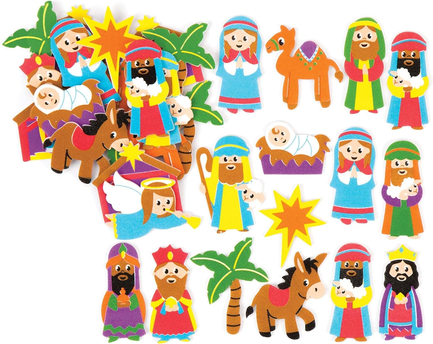 Baker Ross Nativity Foam Stickers Perfect for Xmas Children's Arts, Crafts and Decorating for Boys and Girls (Pack of 120)