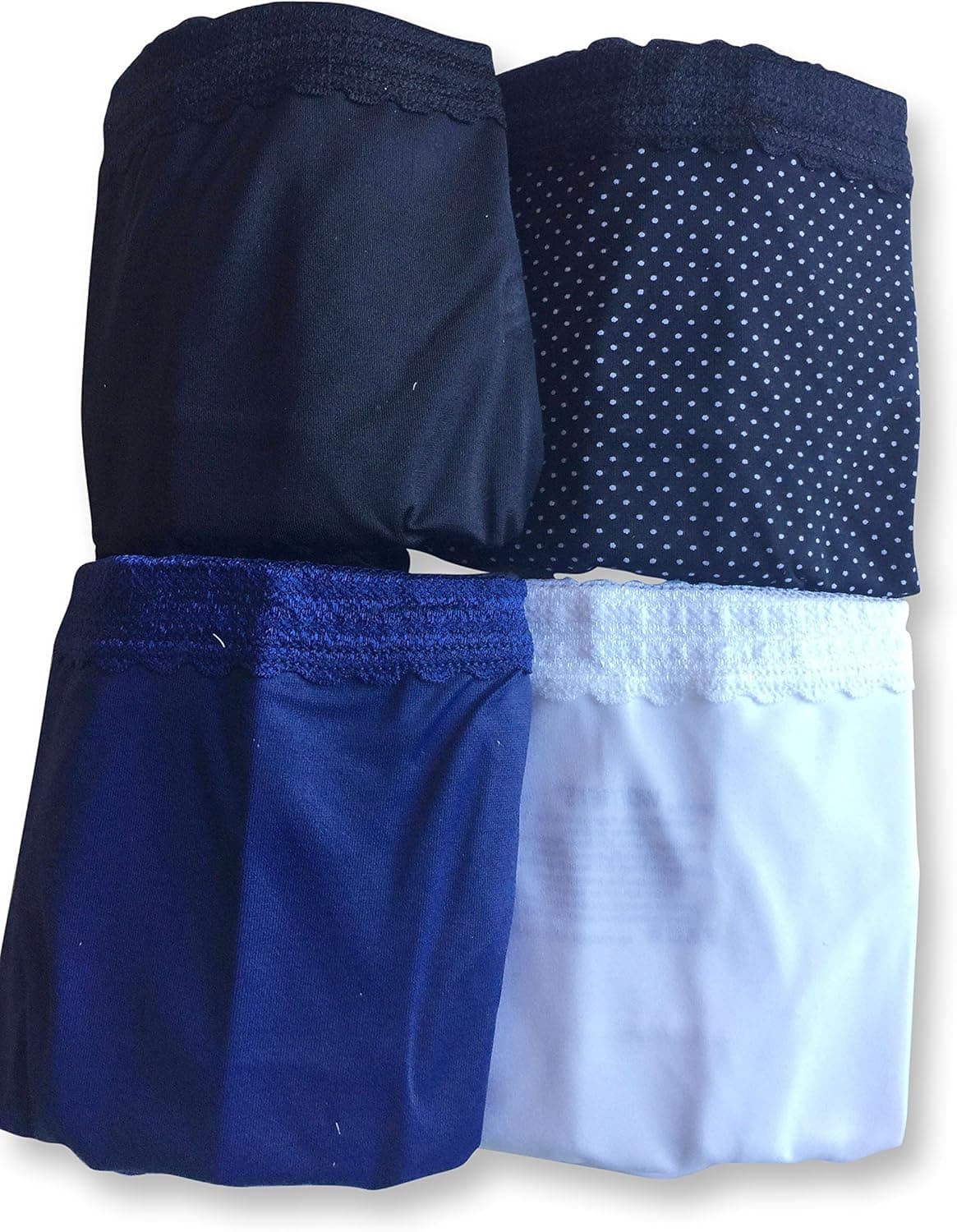 Warners Womens No Pinches No Problems Hipster Panty 4-Pack, Black/White/Black White Dot/Navy (XLarge/8)