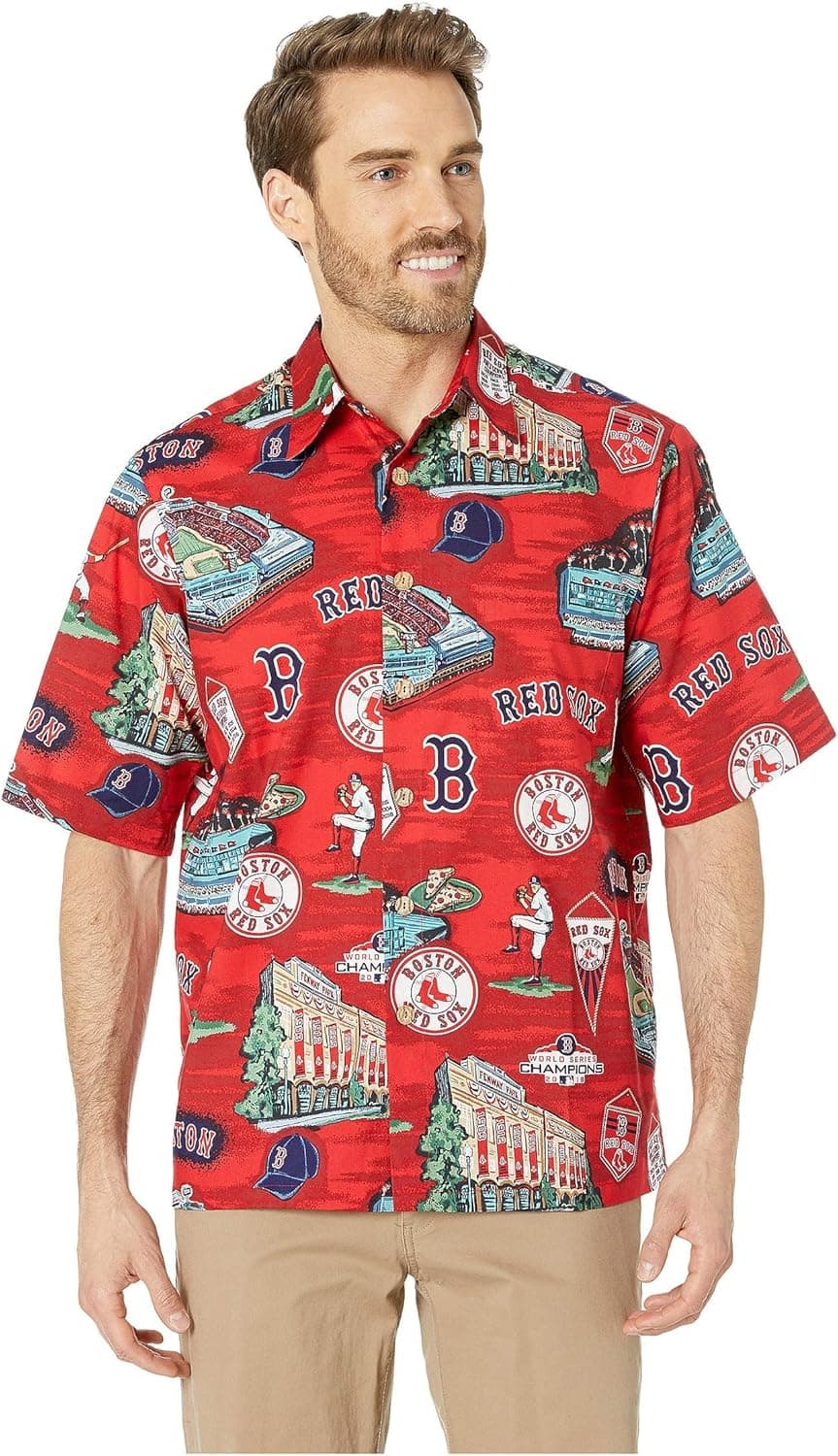 Reyn Spooner Men's Boston Red Sox MLB Classic Fit Hawaiian Shirt