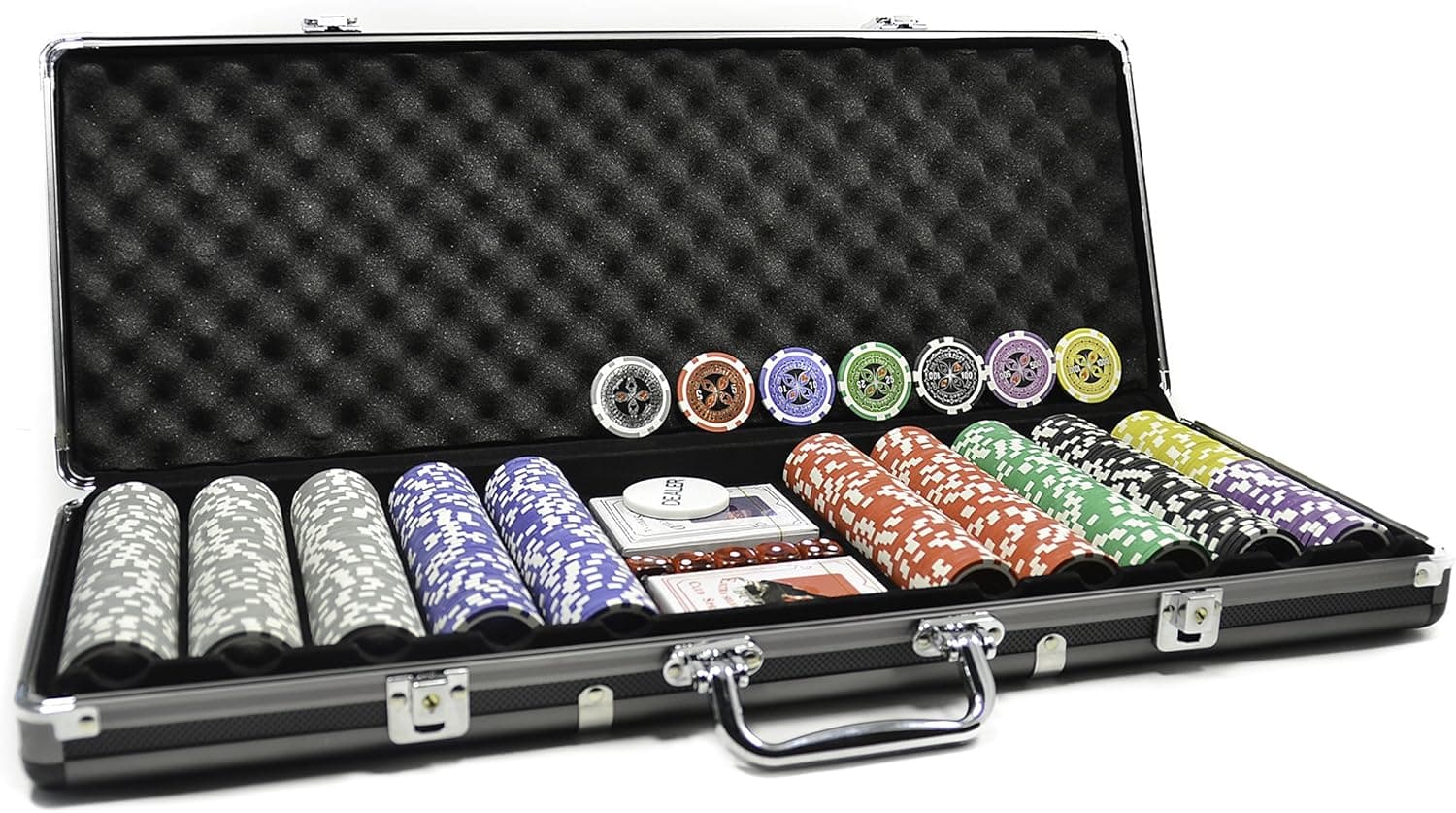 500 14g Ultimate Poker Chip Set Clay Composite with Gun Metal Aluminium Case