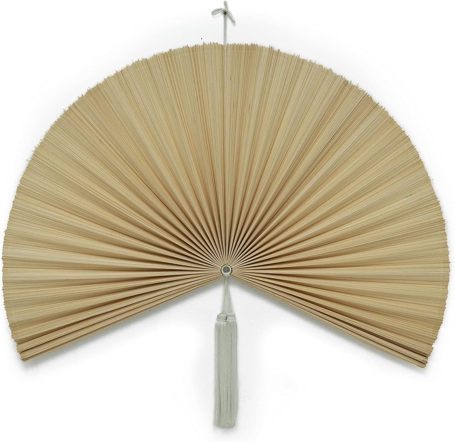 KOLWOVEN Over Bed Wall Decor - Bohemian Wall Decor- Large 32" X 16" Wall Hanging Fan -Bedroom Wall Decor Above Bed - Large Bamboo Fan - Over The Bed Wall Decor (Ivory)